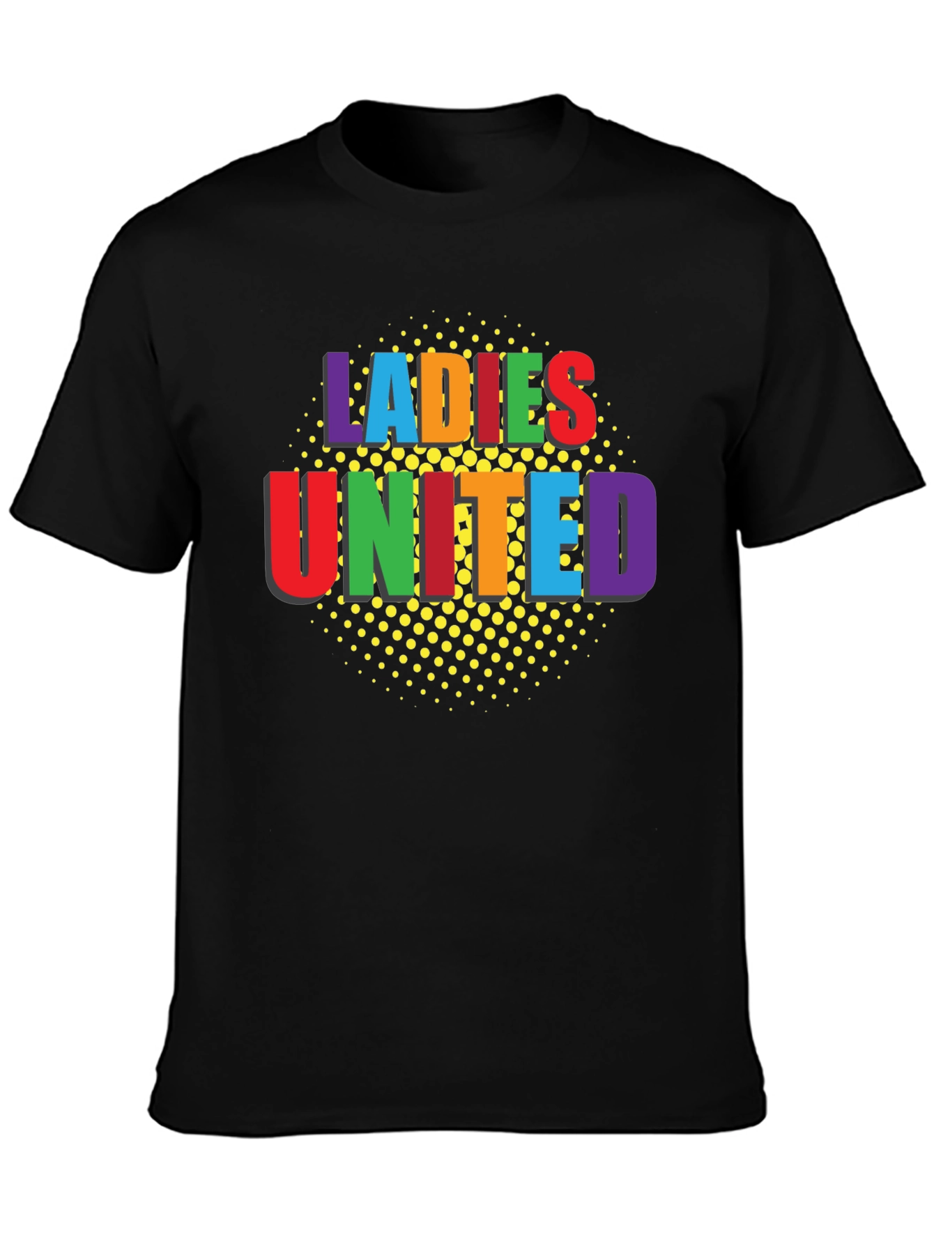 Black Ladies United Graphic T-Shirt - Black Crew Neck Tee view 3