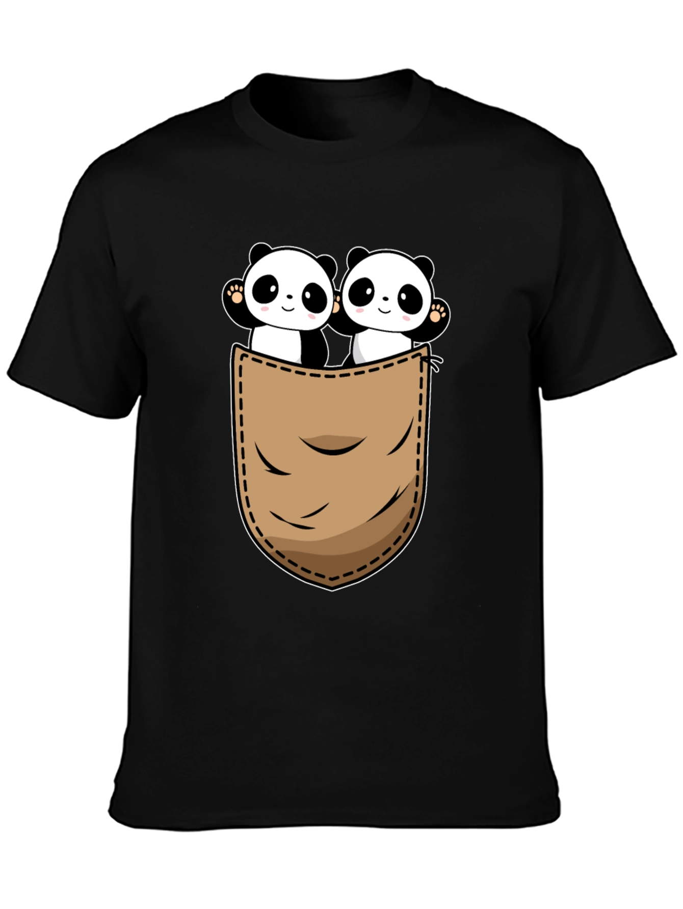 Black Panda Pocket T-Shirt - Cute Graphic Tee view 3