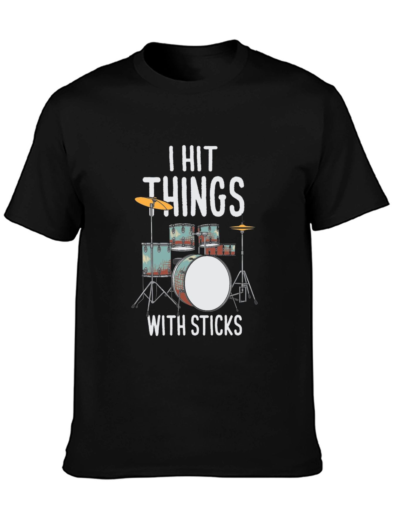 Black I Hit Things With Sticks Drummer T-Shirt view 3