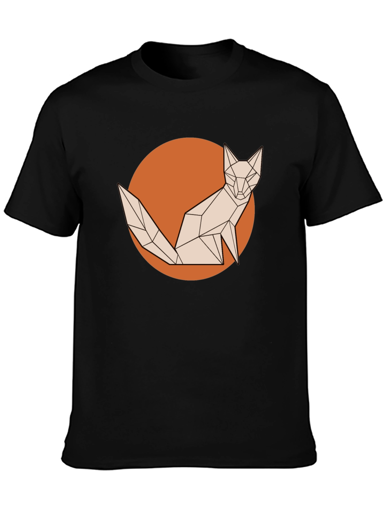 Black Geometric Fox Graphic Tee - Stylish Men's T-Shirt view 3