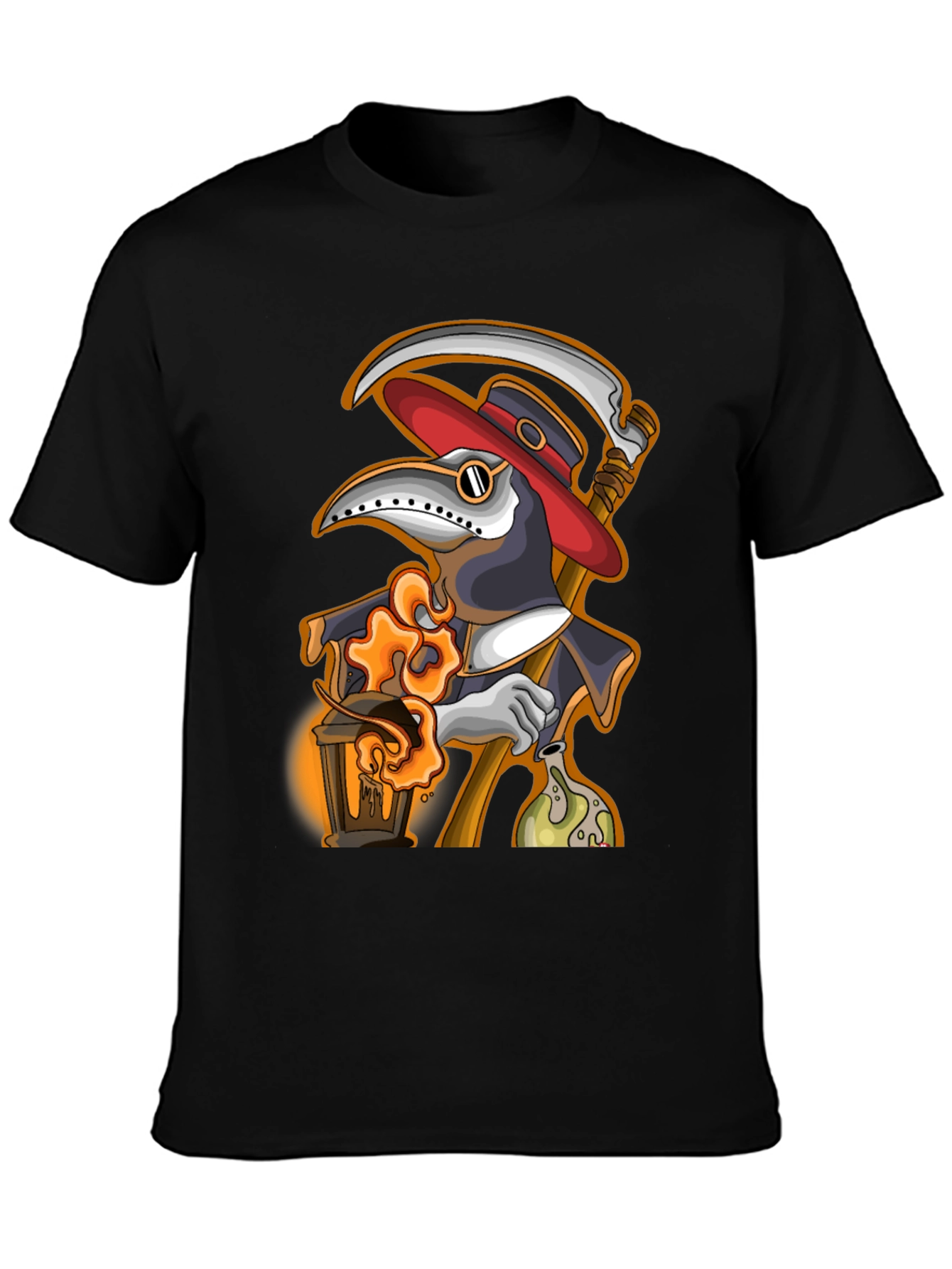 Black Plague Doctor Grim Reaper T-Shirt view 3
