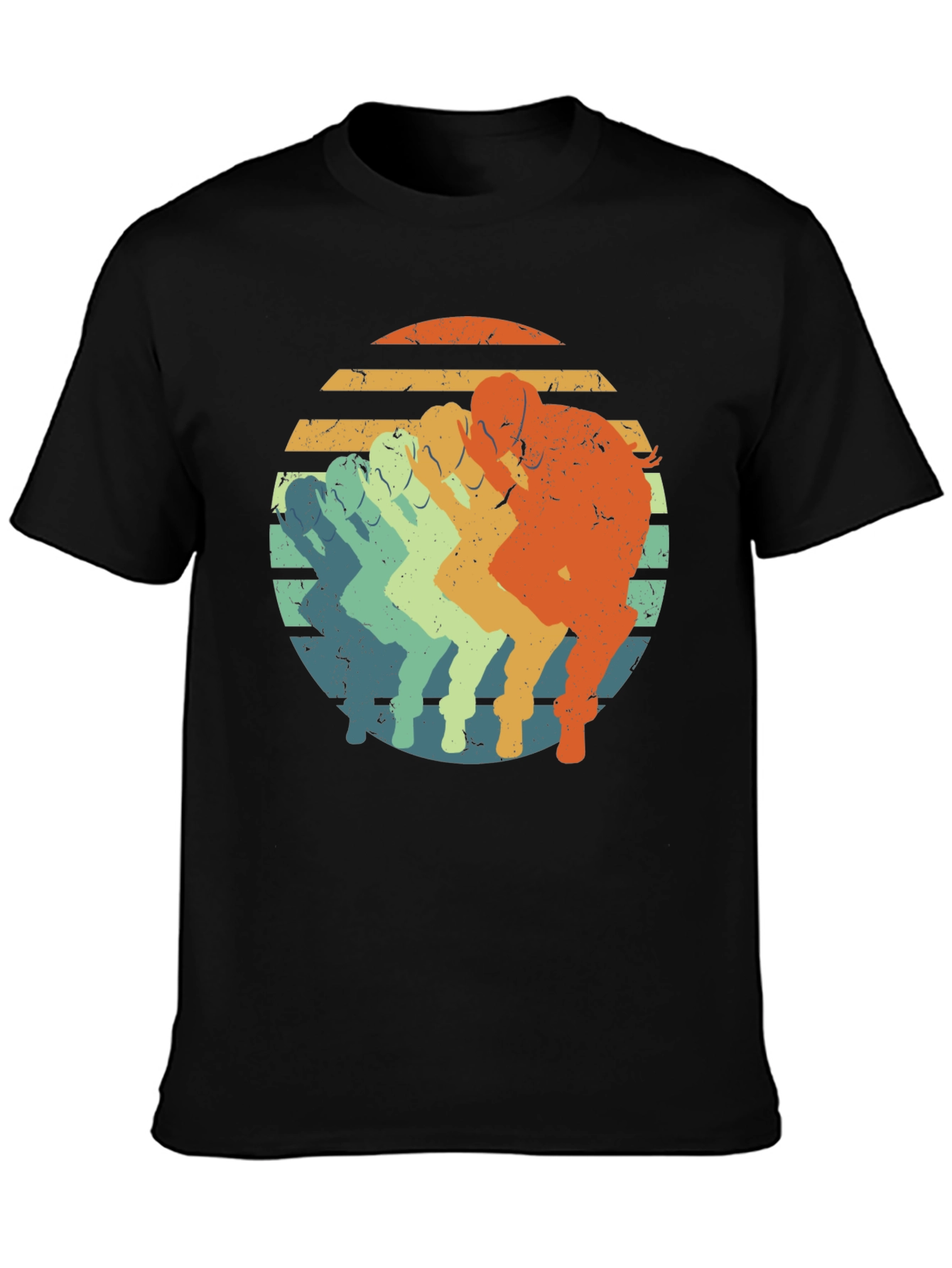 Black Vintage Sunset Running T-Shirt - Retro Style view 3