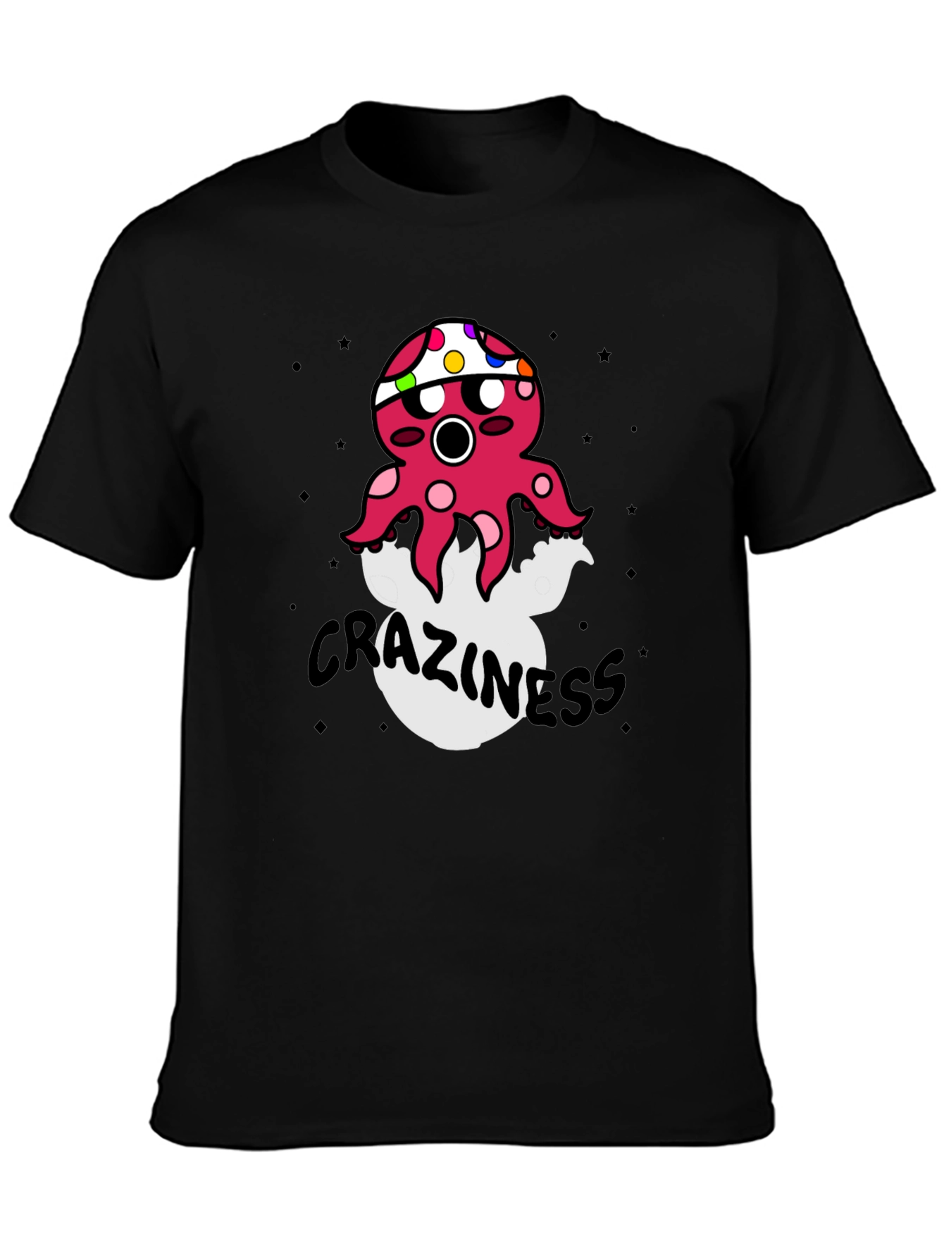 Black Crazy Octopus Graphic T-Shirt view 3