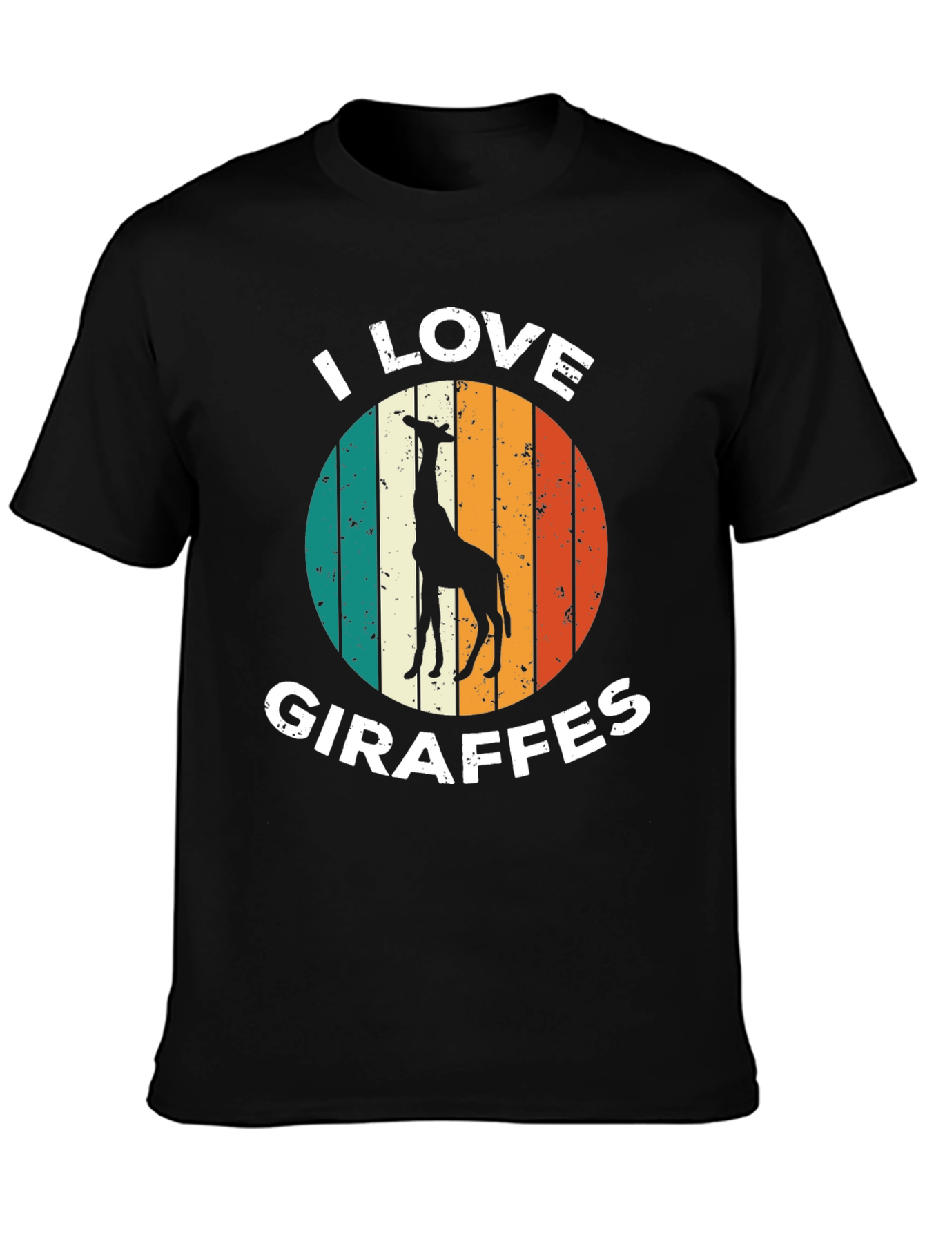 Black I Love Giraffes T-Shirt Retro Style view 3