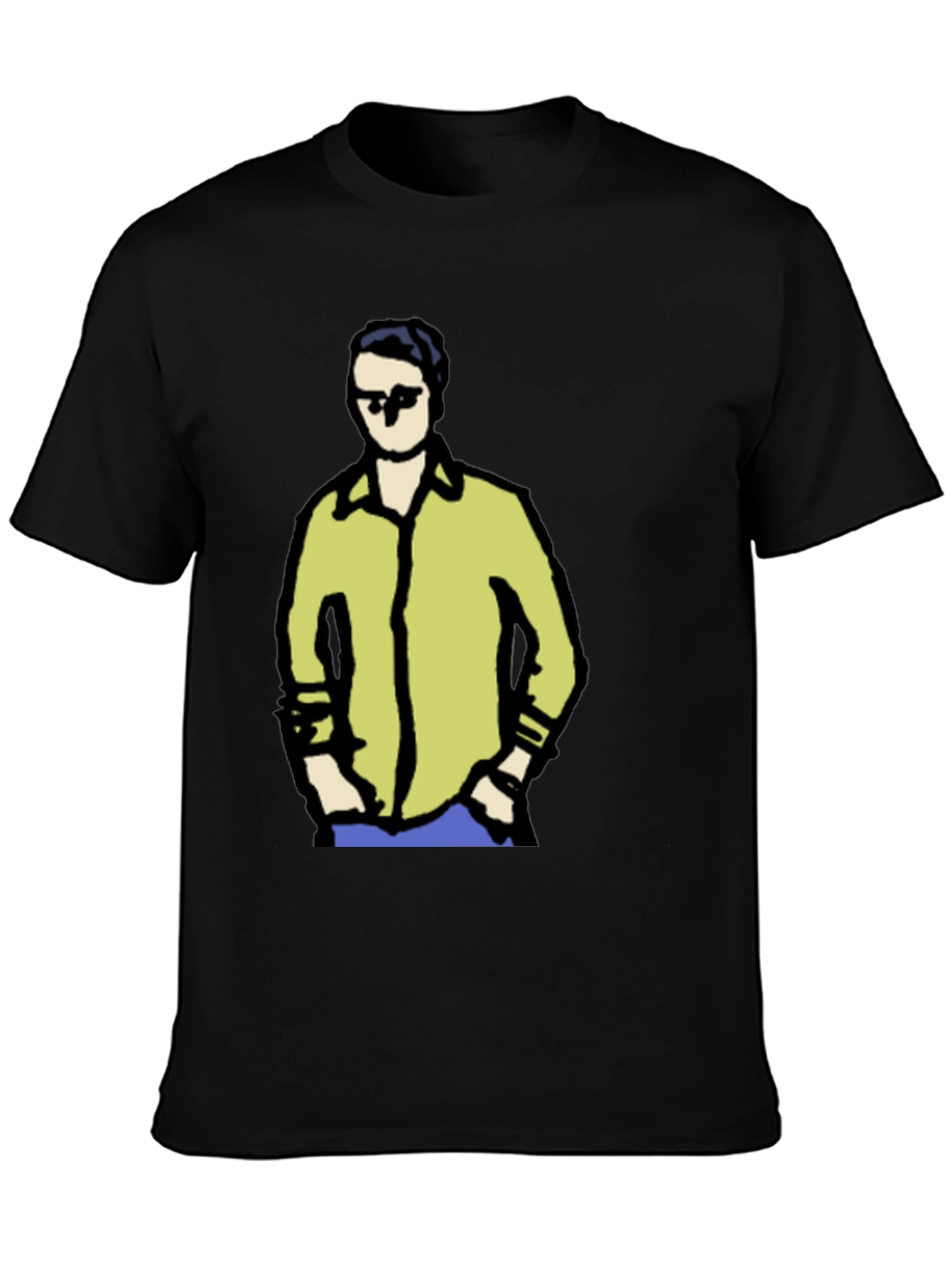 Black Cool Cartoon Guy Graphic Tee - Black view 3