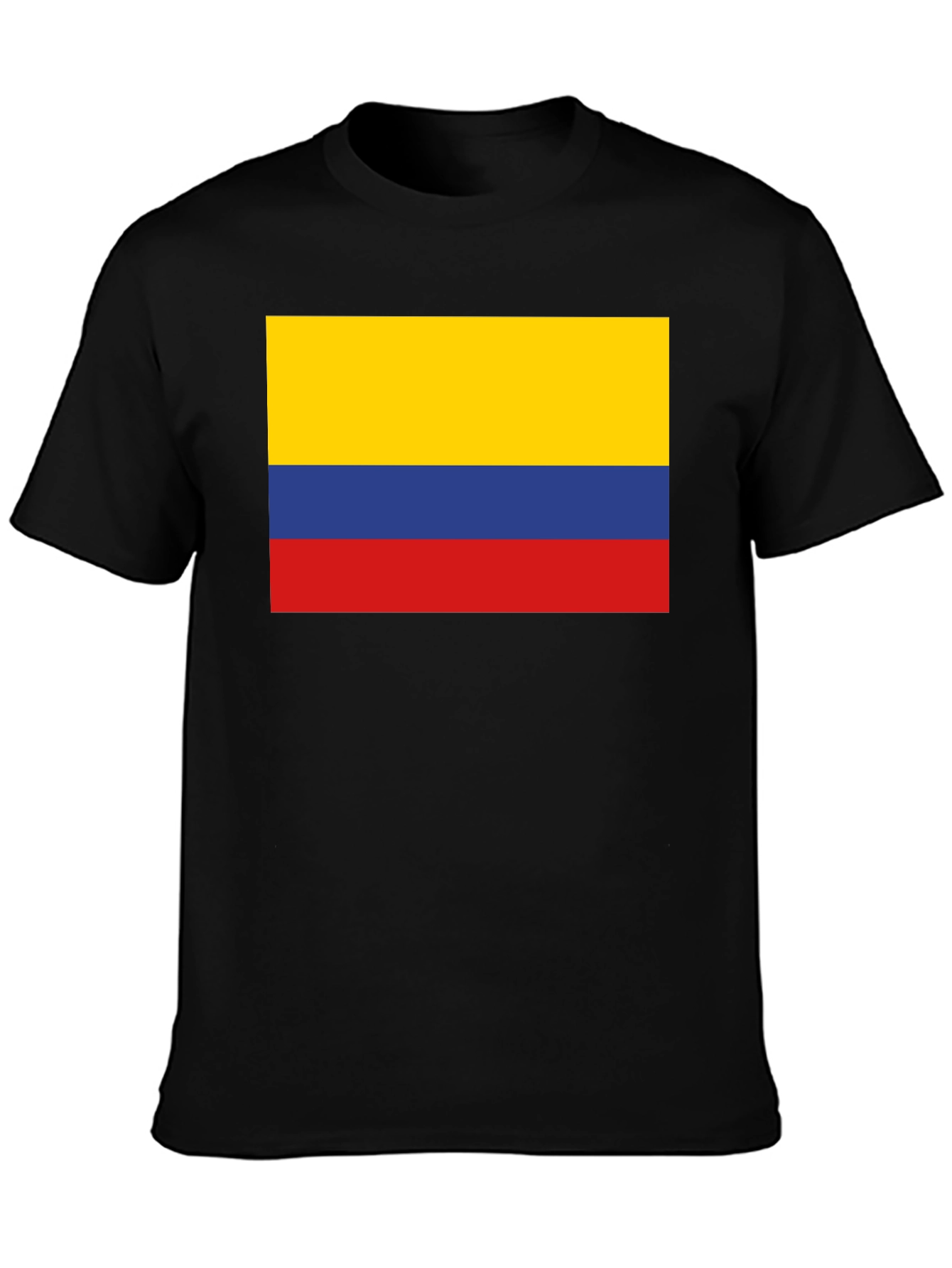 Black Colombia Flag Graphic Tee - Black Cotton T-Shirt view 3
