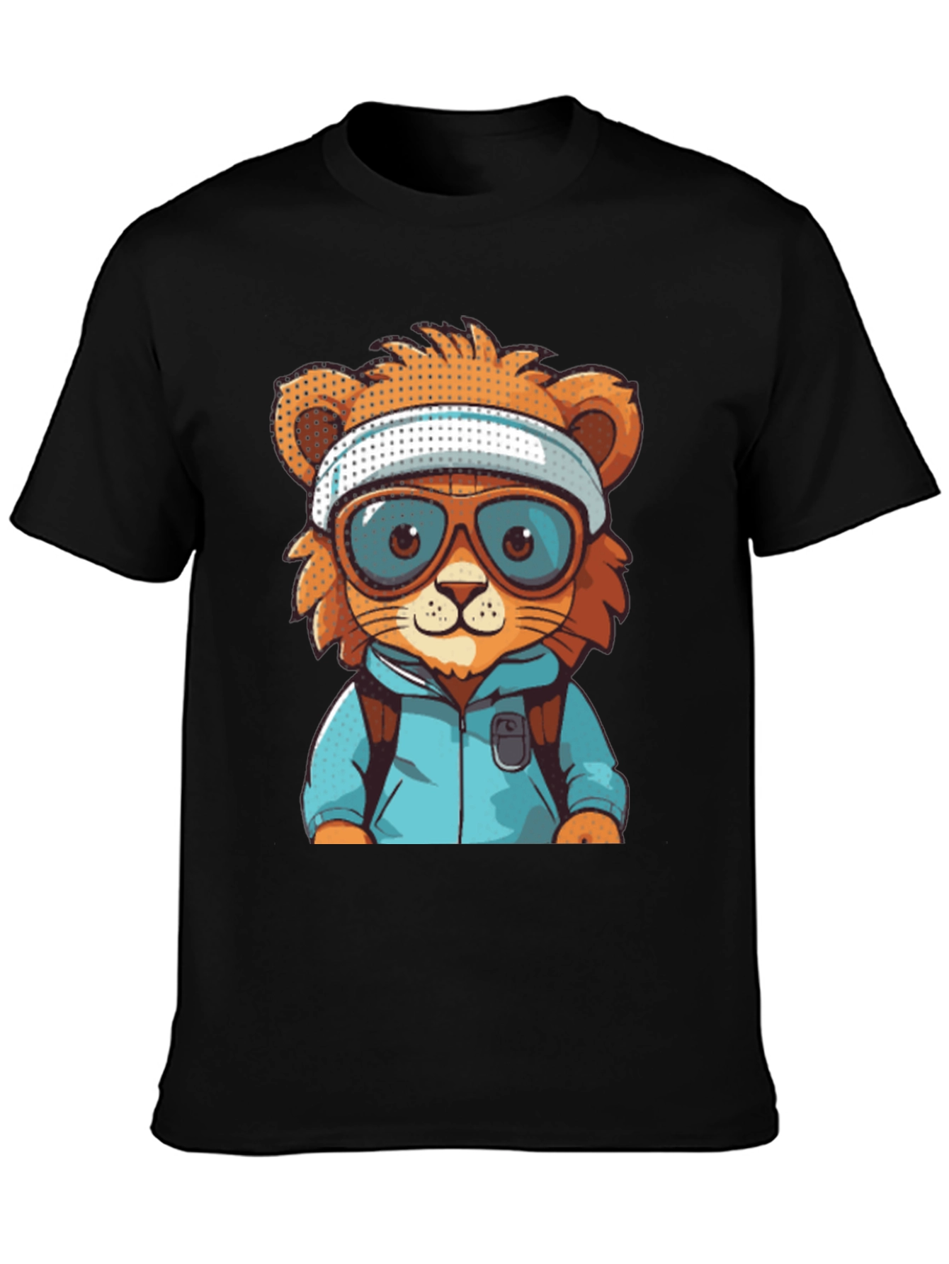 Black Cartoon Lion T-Shirt view 3
