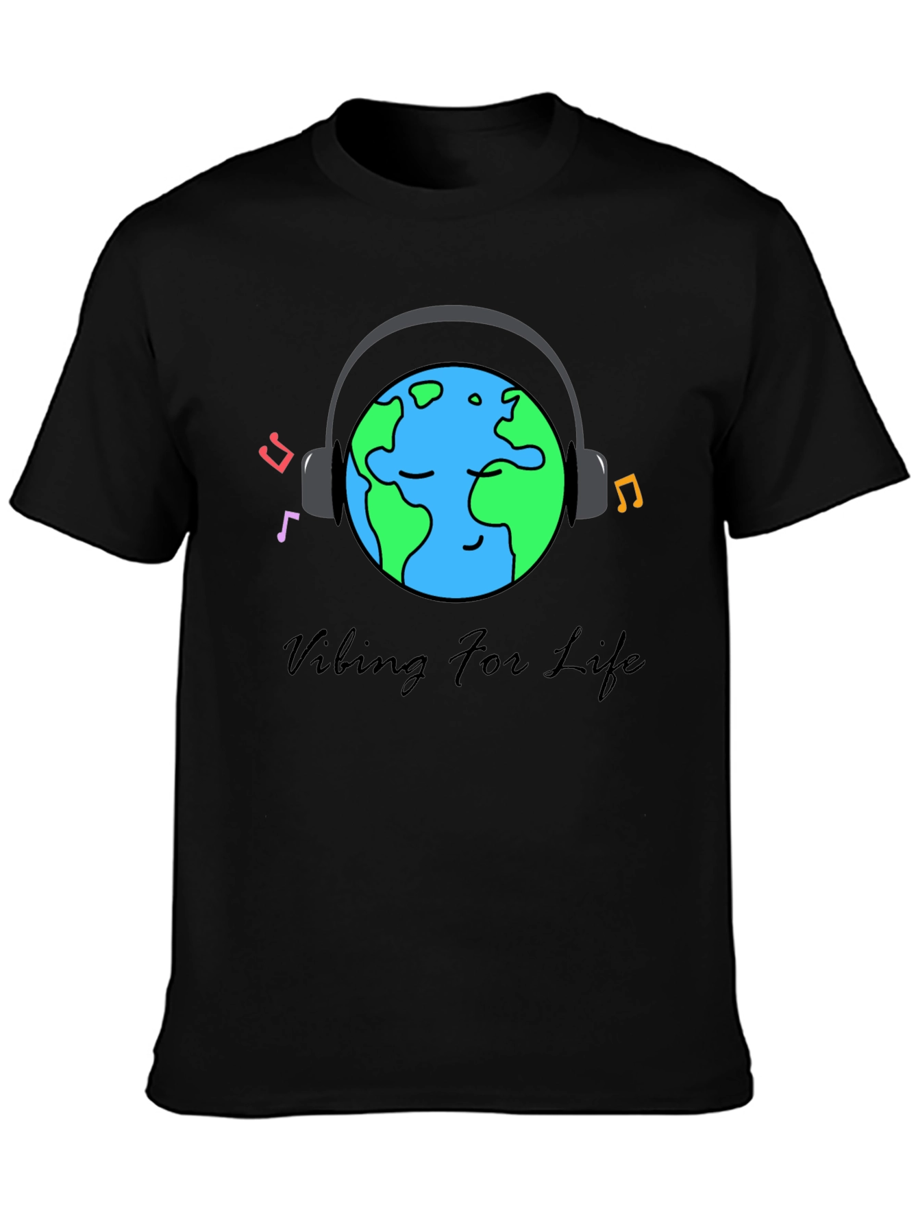 Black Vibing For Life Black Graphic Tee view 3