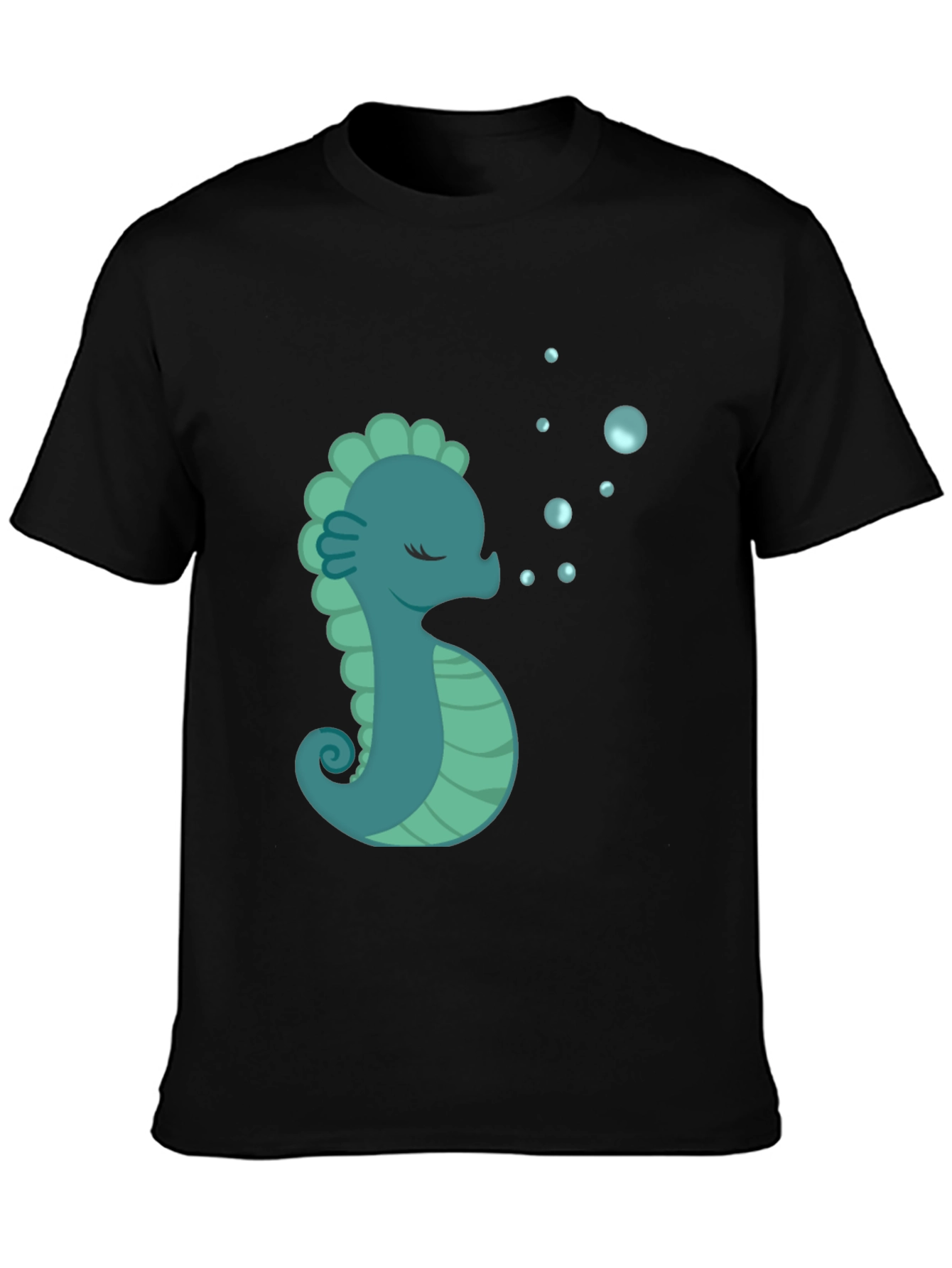 Black Seahorse Graphic T-Shirt - Black Cotton Tee view 3