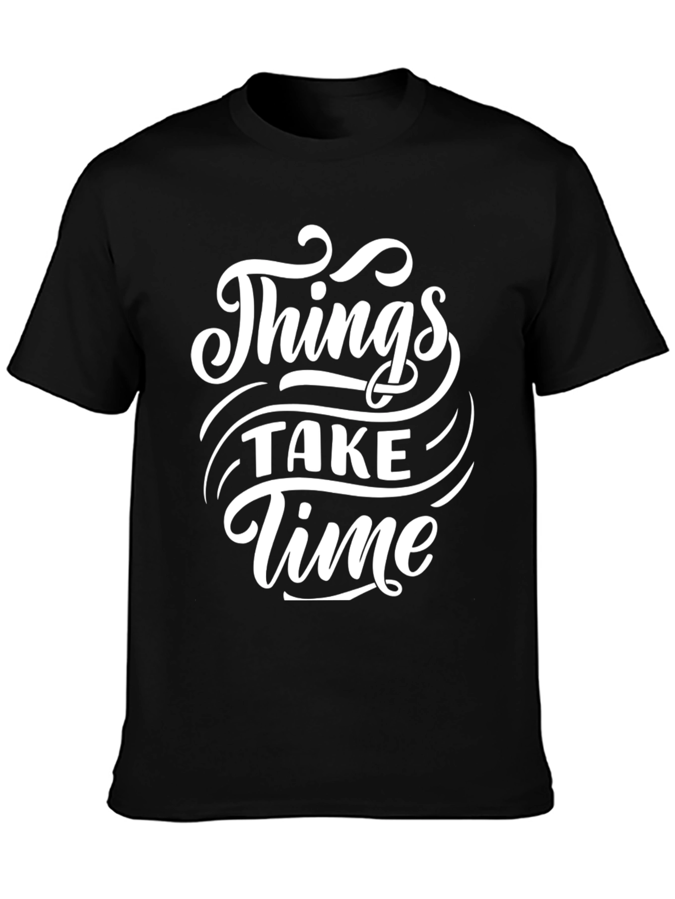 Black Things Take Time Graphic Black T-Shirt view 3
