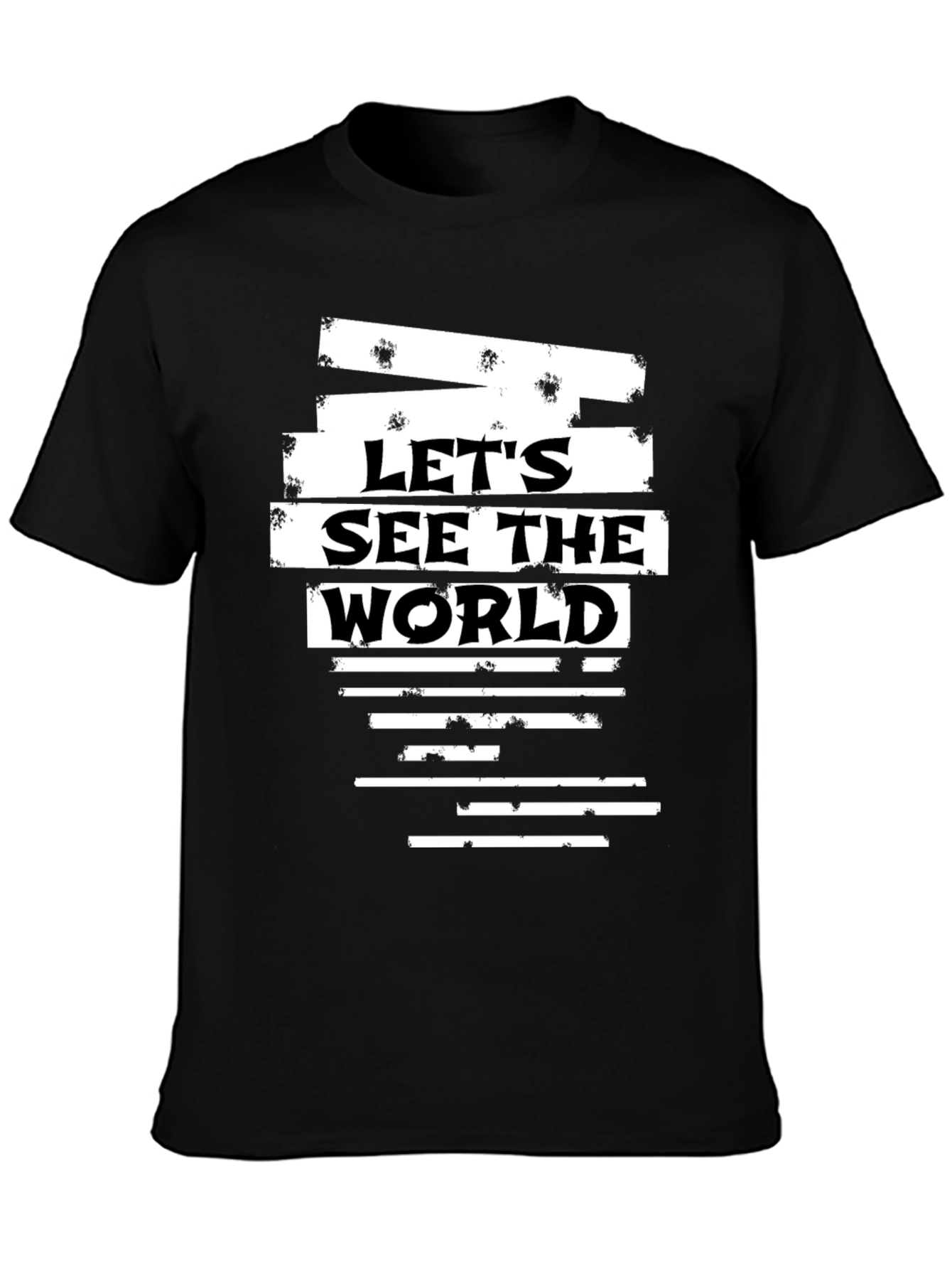 Black Let's See The World Graphic T-Shirt view 3