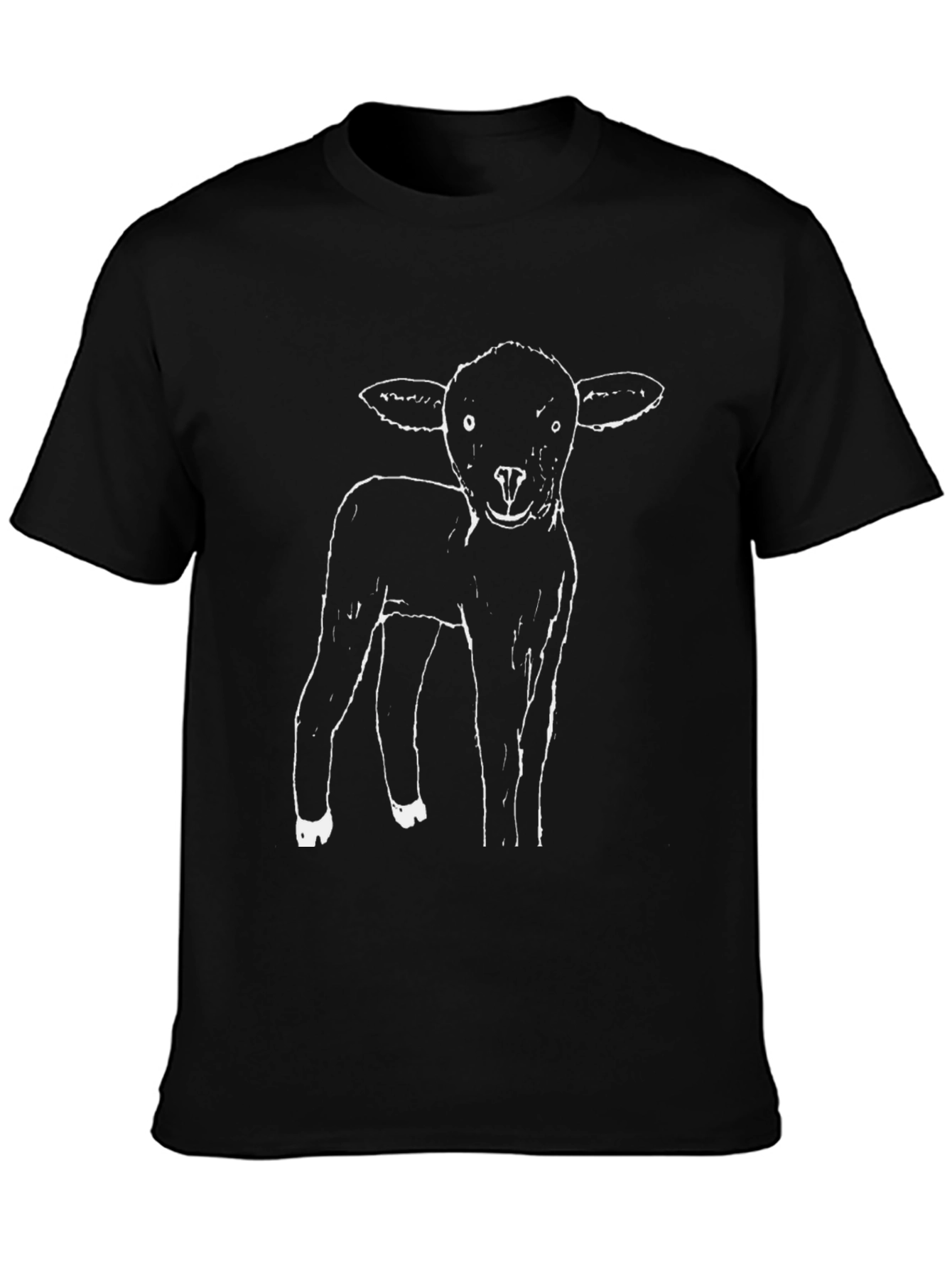 Black Lamb Graphic T-Shirt - Black Cotton Crew Neck Tee view 3