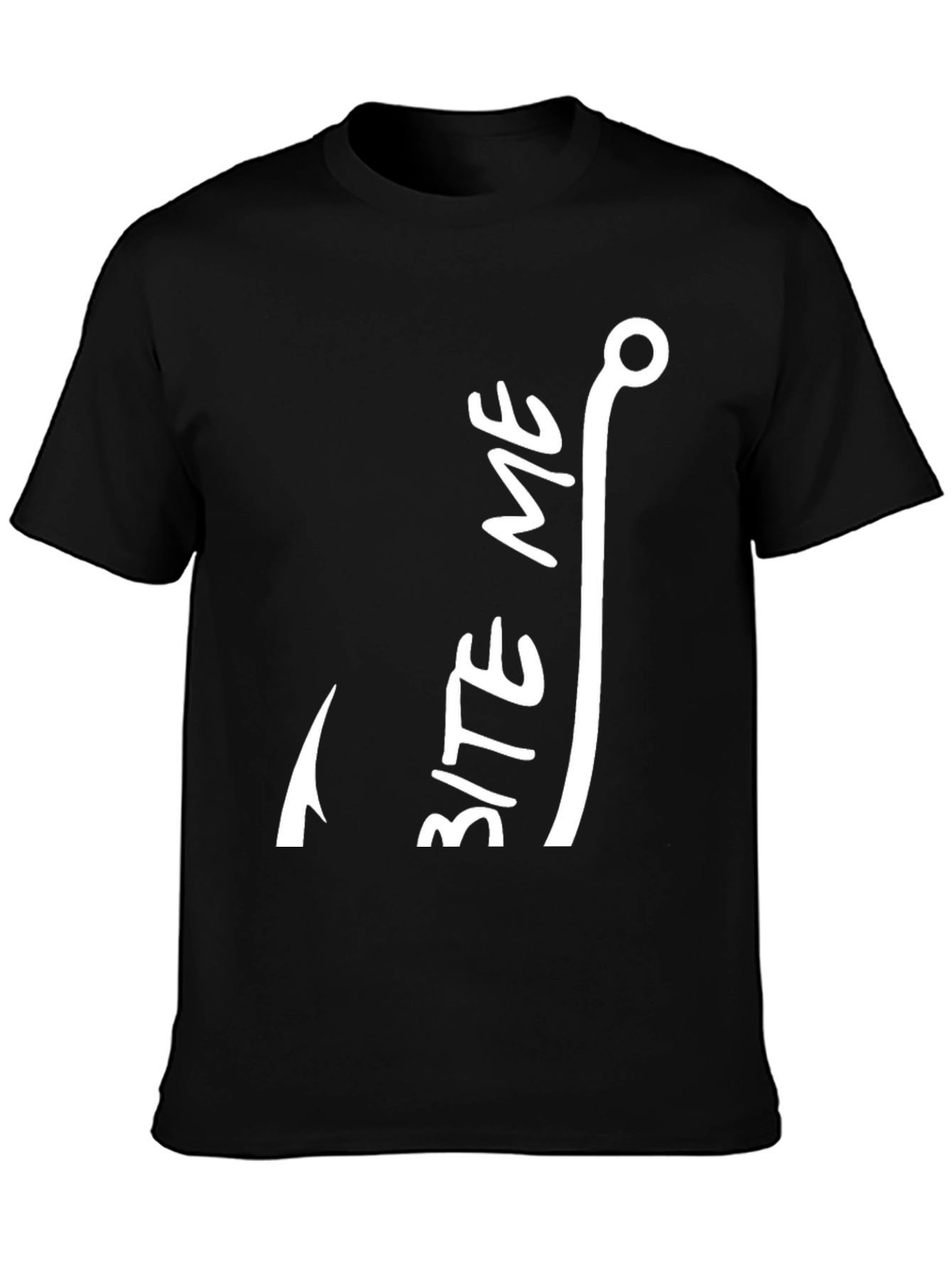 Black Bite Me Fish Hook Graphic T-Shirt view 3
