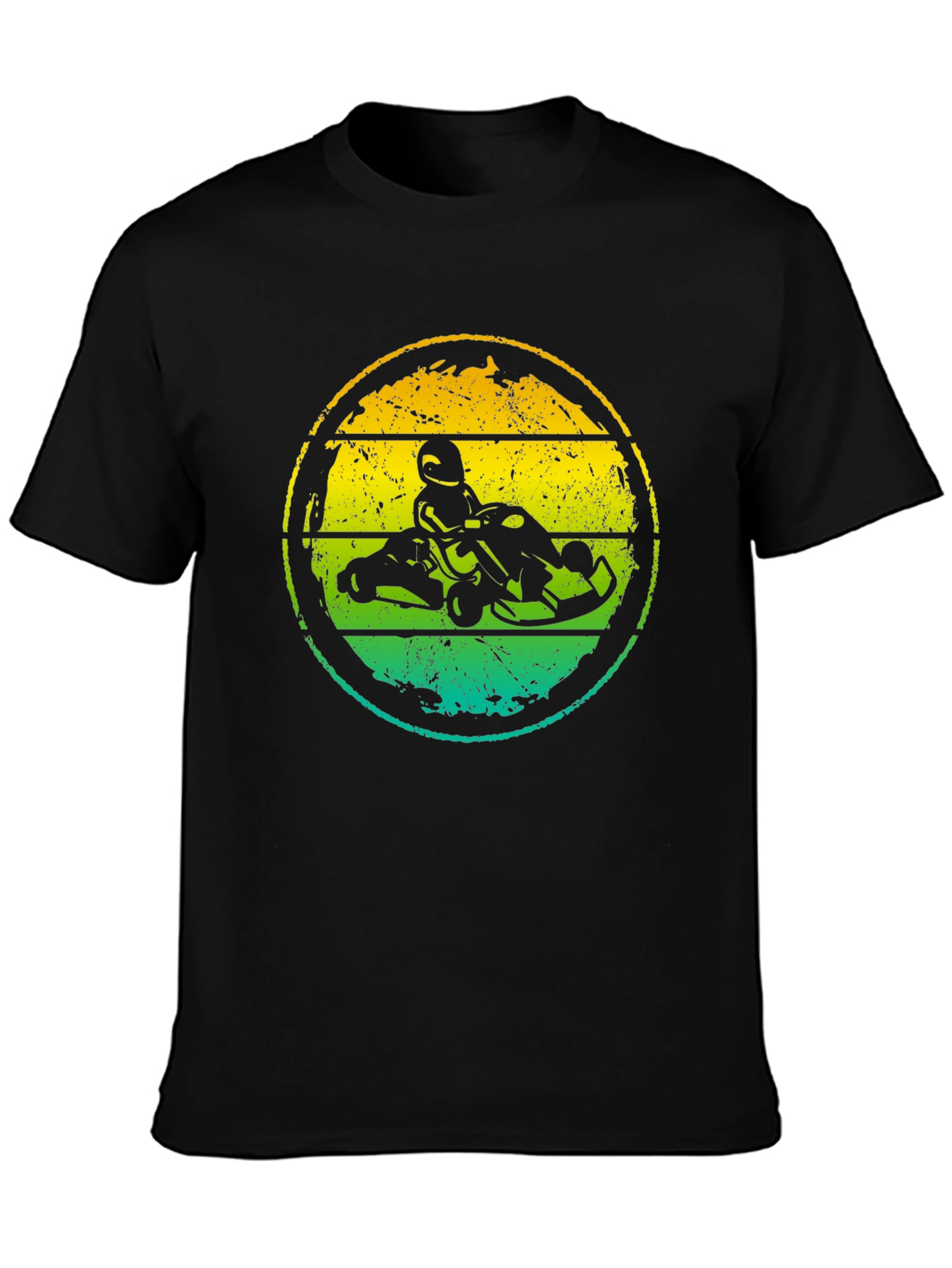 Black Retro Go-Kart Racing Graphic Tee view 3
