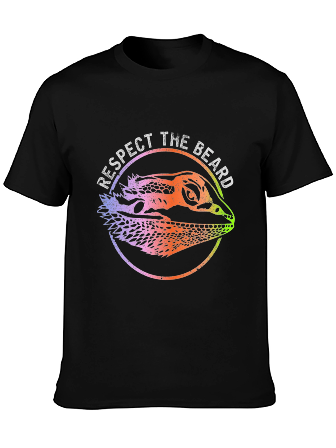 Black Respect the Beard Bearded Dragon Graphic Tee view 3