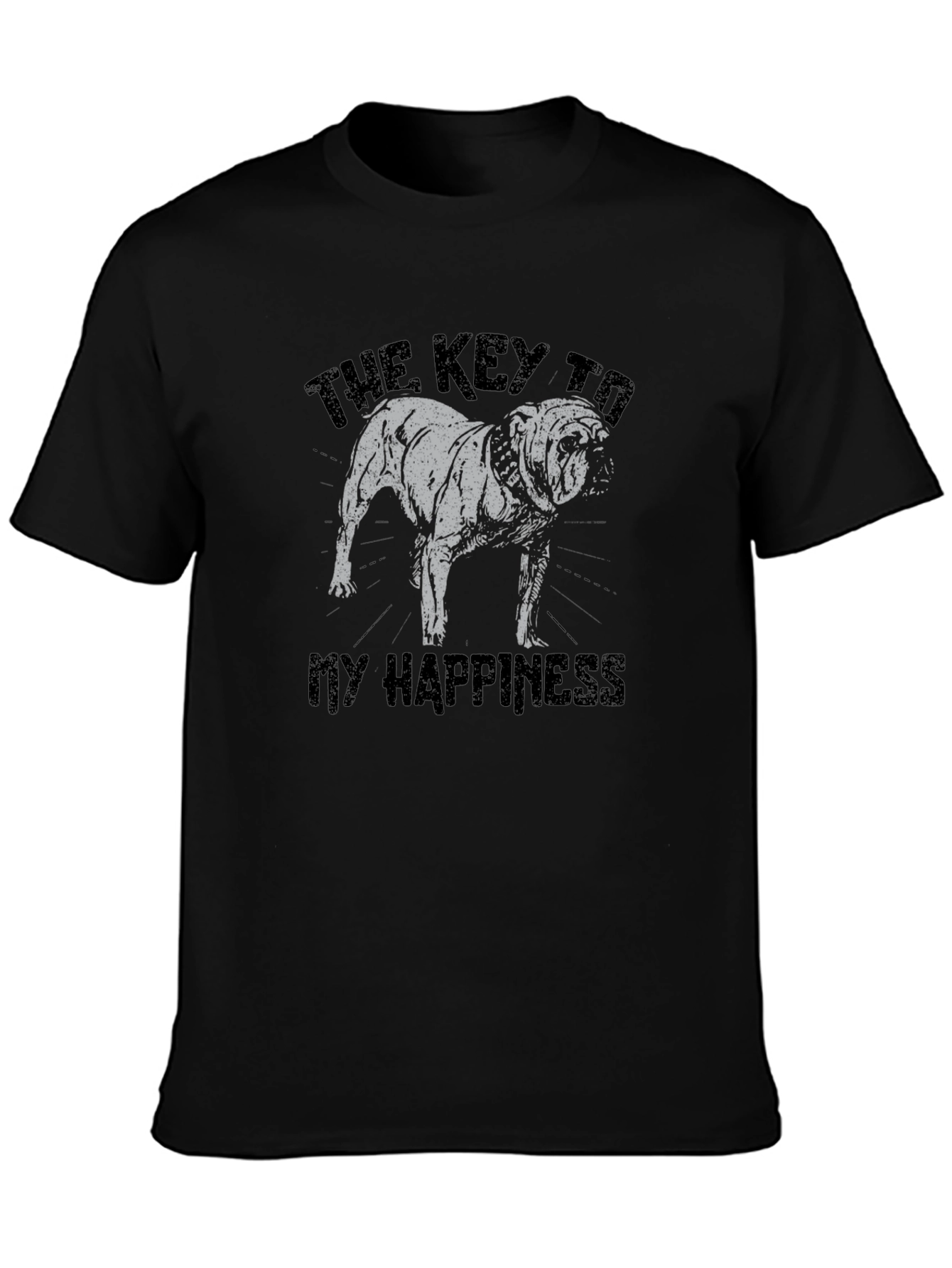 Black Bulldog Happiness Graphic T-Shirt - Black view 3