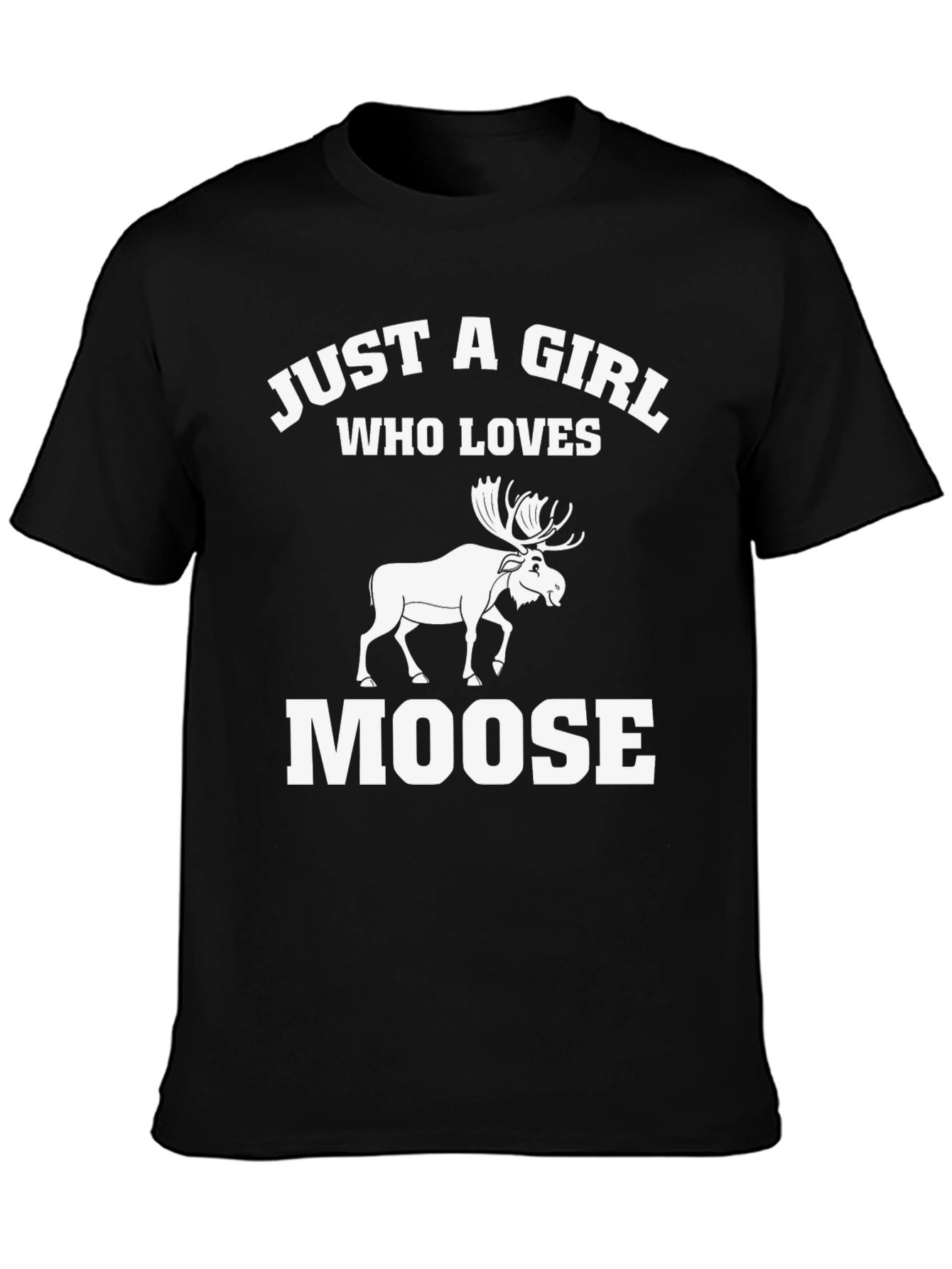 Black Just A Girl Who Loves Moose T-Shirt view 3