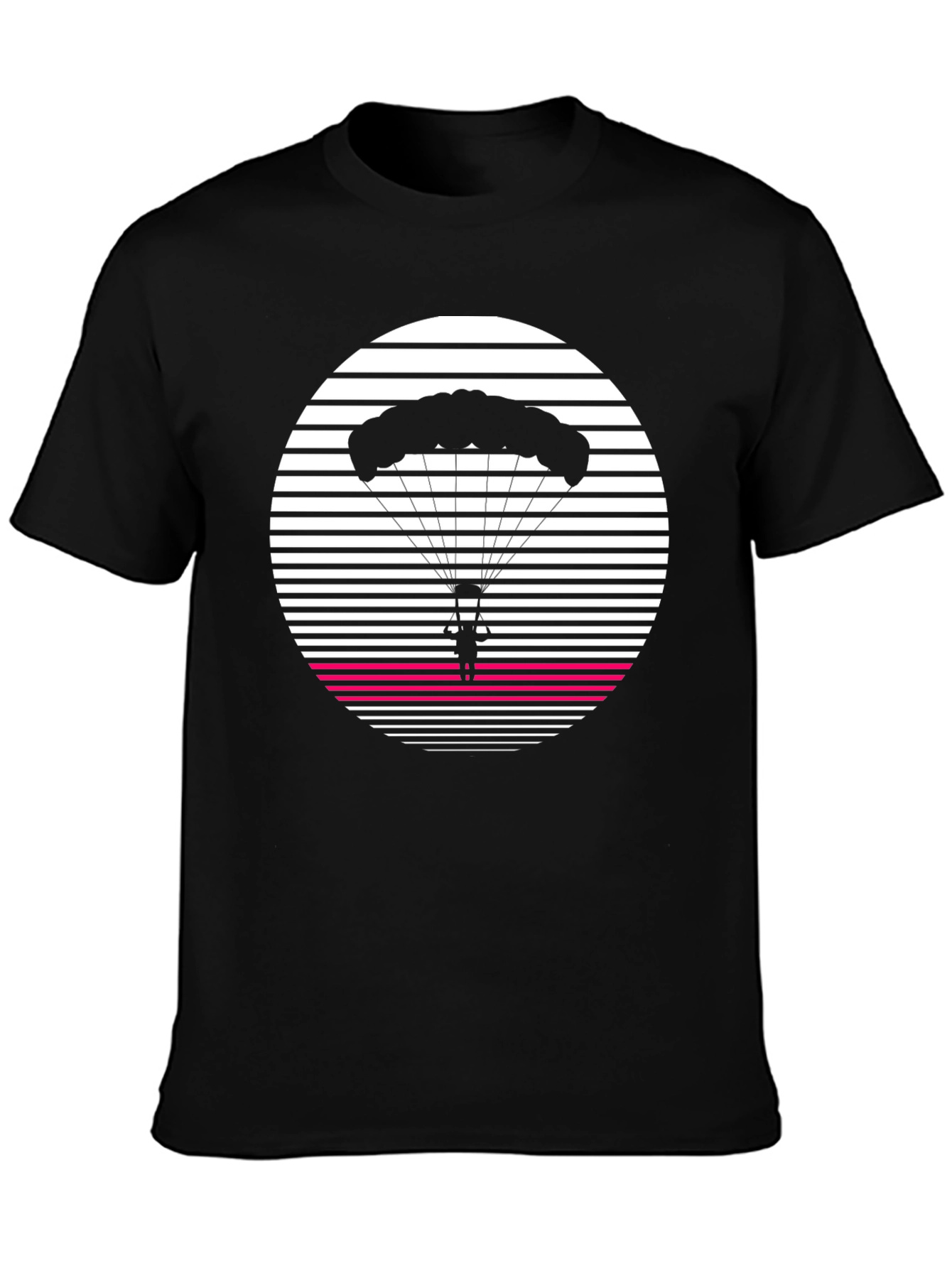 Black Retro Sunset Parachute T-Shirt view 3