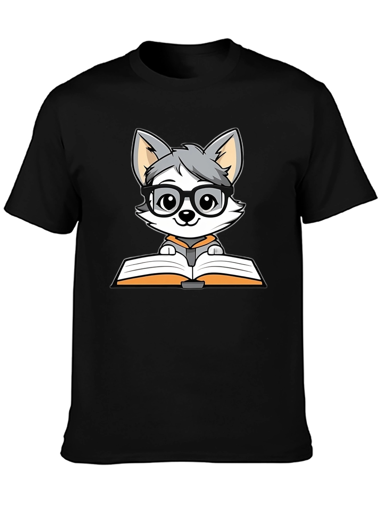 Bookworm Wolf T-Shirt - Cute Cartoon Design - 3