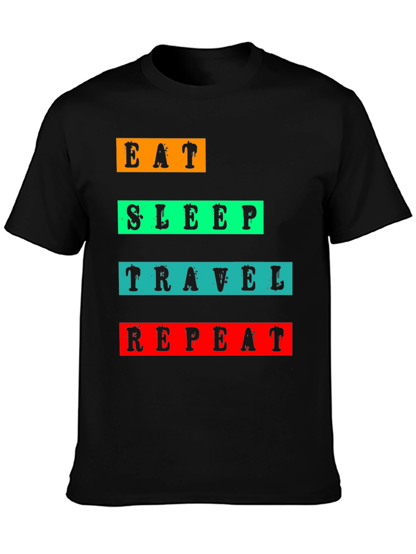 Black Eat Sleep Travel Repeat Graphic Tee view 3