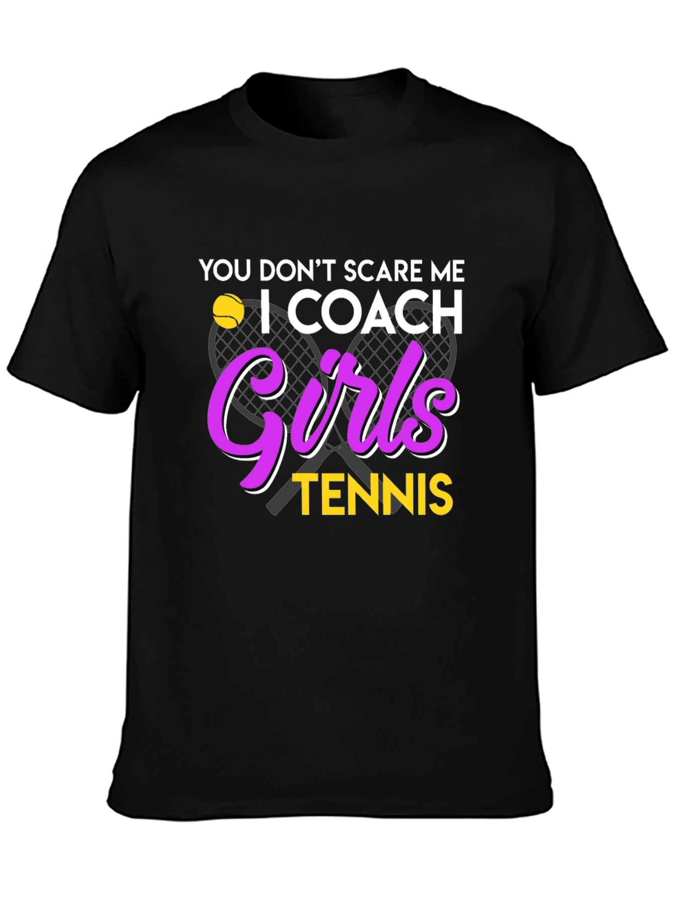 Black Funny Tennis Coach T-Shirt - Girls Tennis Design view 3