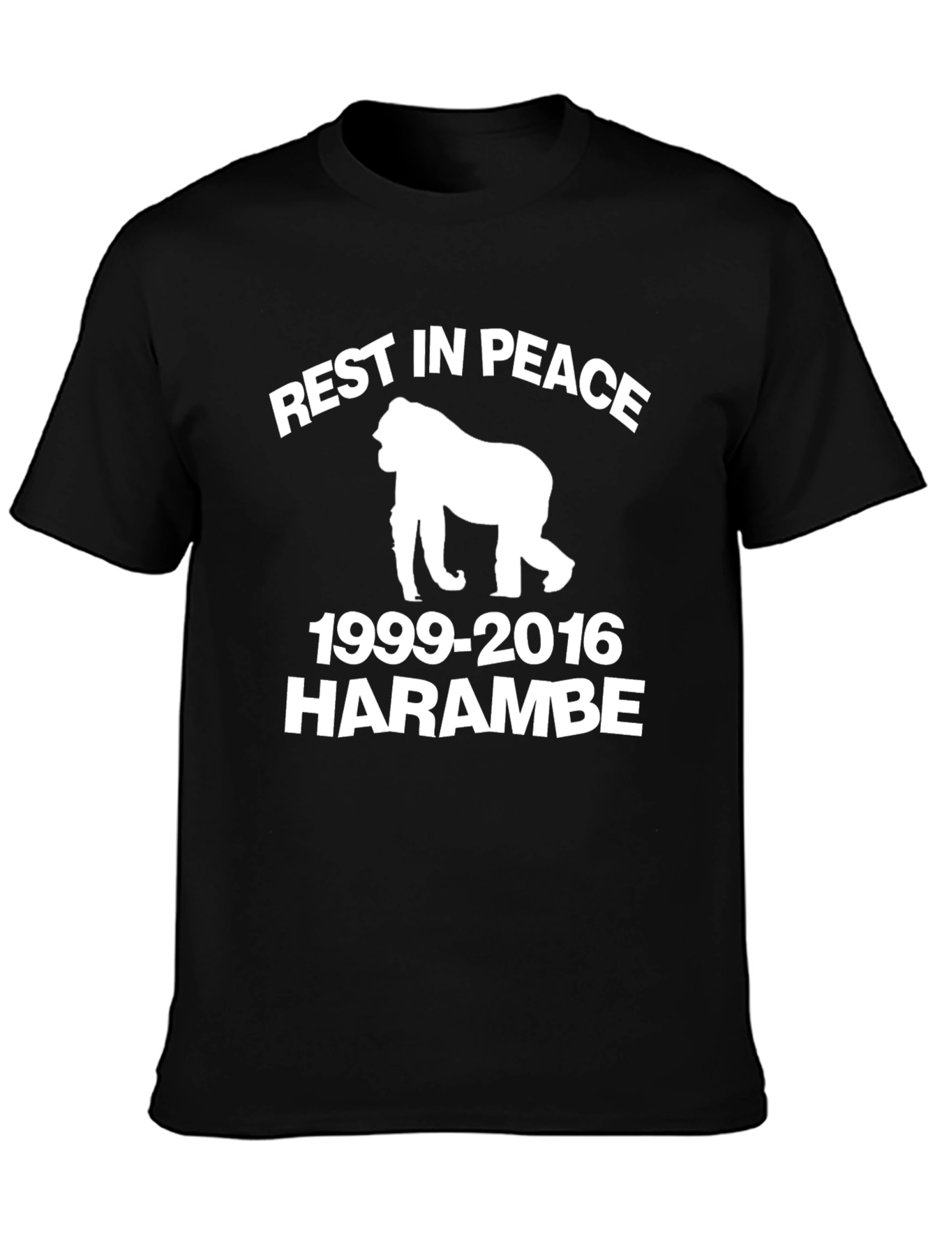 Black Rest In Peace Harambe Memorial T-Shirt view 3