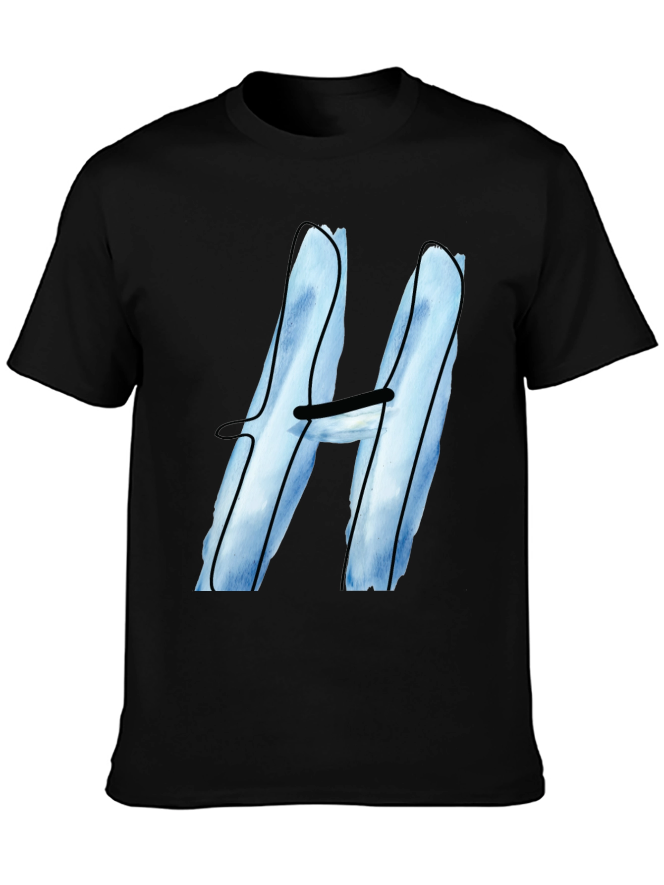 Black Cool Blue H Graphic Tee - Black Cotton Blend view 3