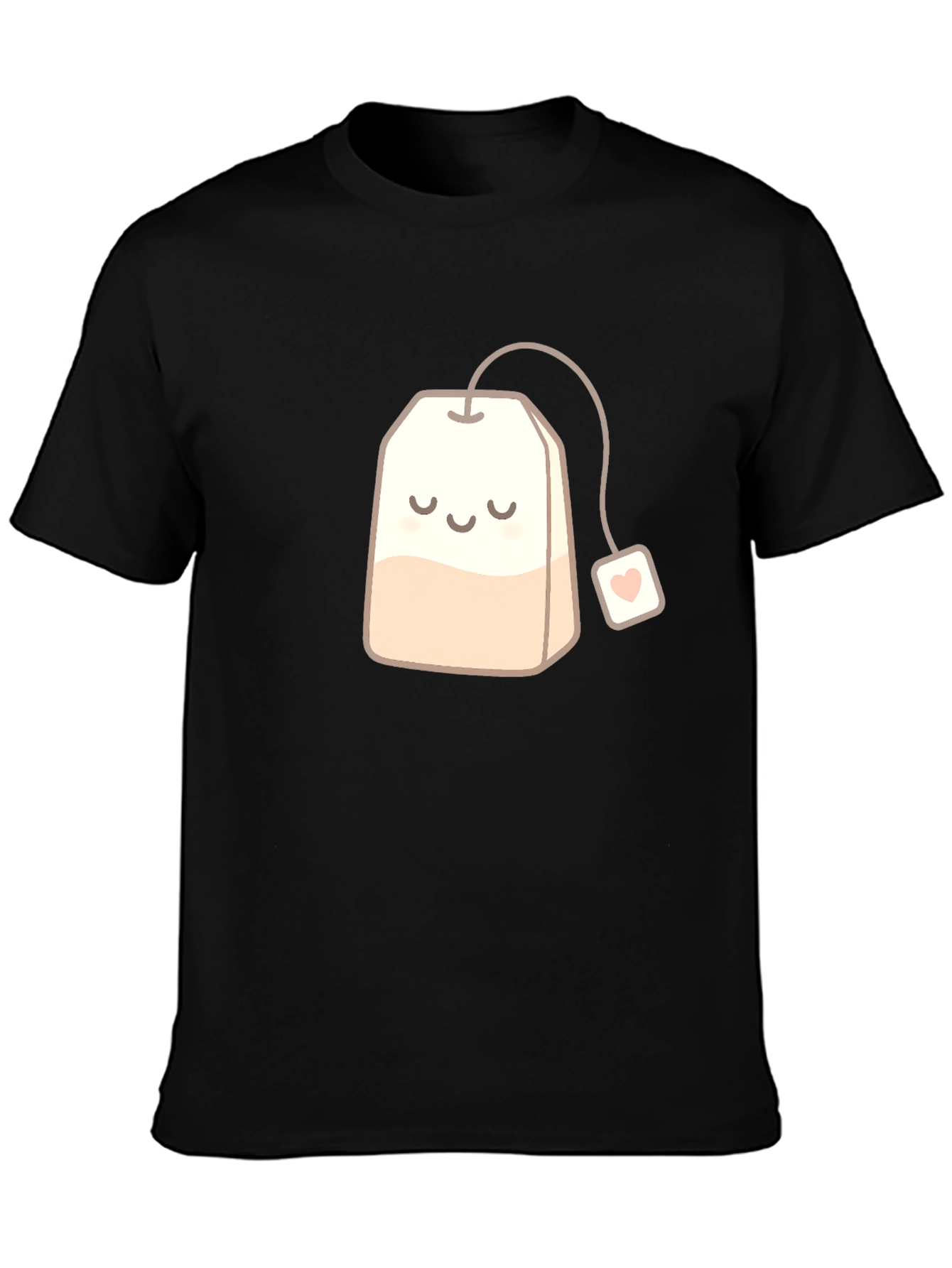 Black Cute Smiling Teabag Black T-Shirt view 3