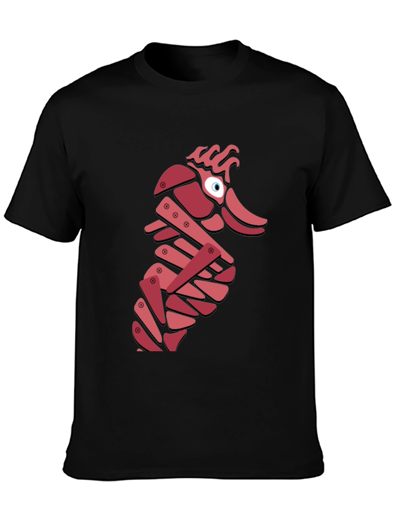 Black Abstract Seahorse Graphic T-Shirt - Unique Design view 3