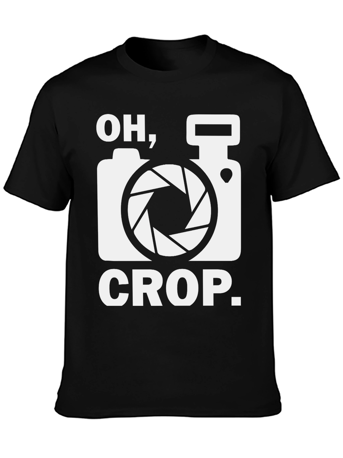 Black Oh Crop Camera Humor T-Shirt view 3