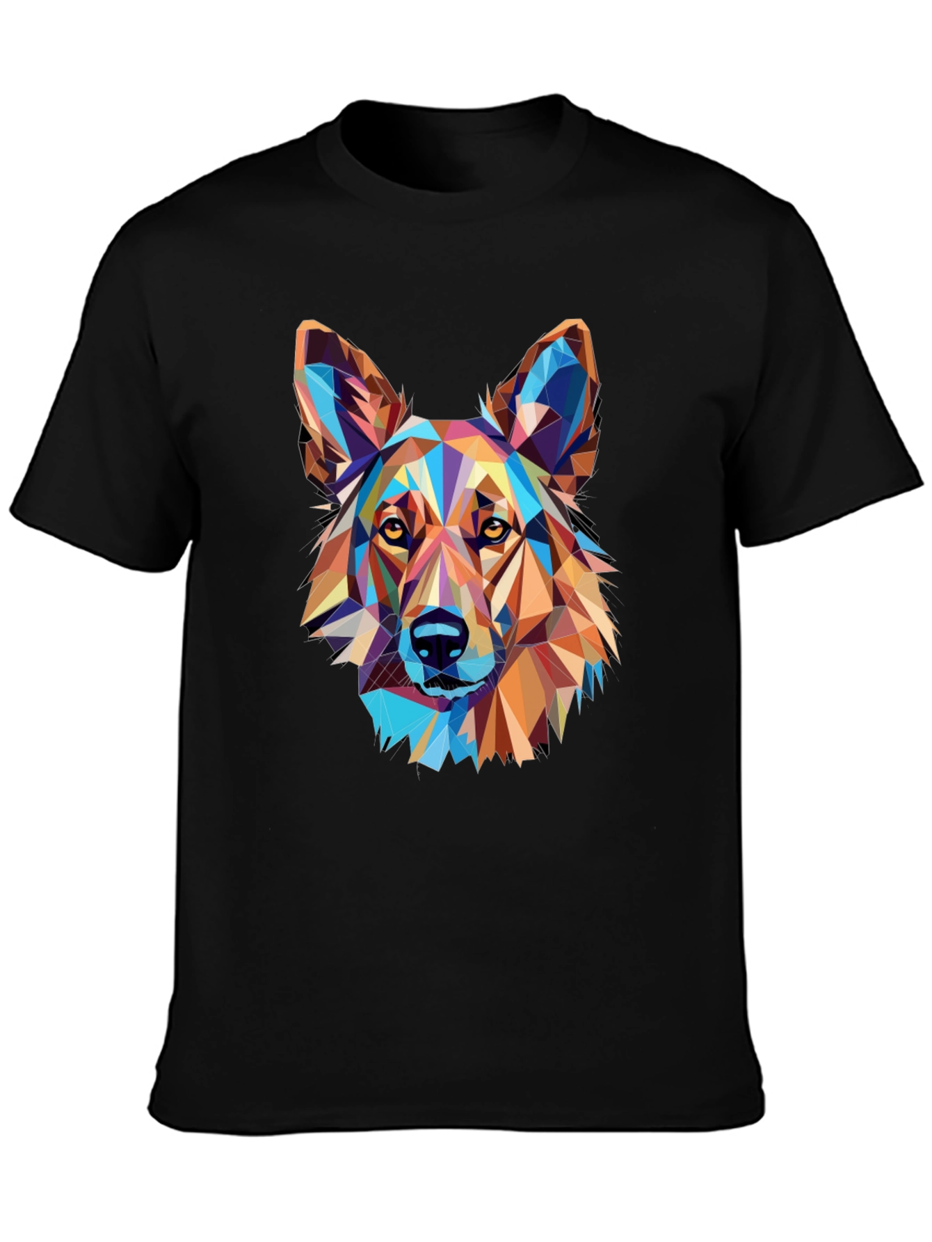 Black Geometric Dog Graphic Black T-Shirt view 3