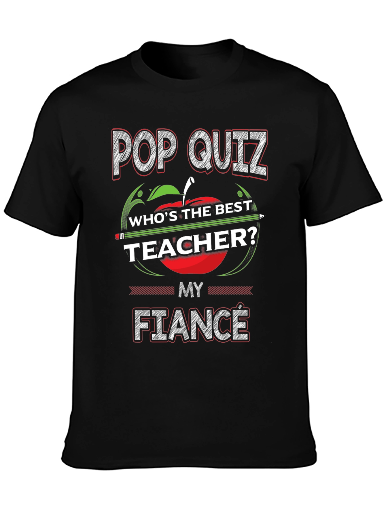 Black Pop Quiz My Fiance Teacher T-Shirt view 3