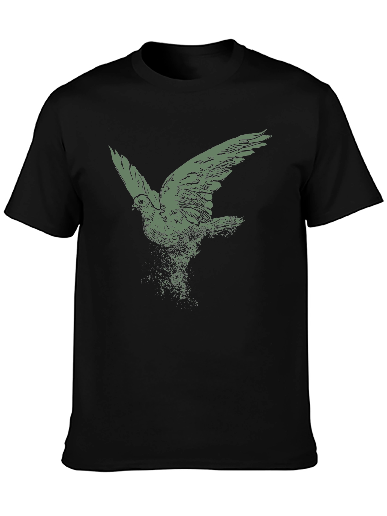 Black Men's Black T-Shirt with Flying Bird Graphic view 3