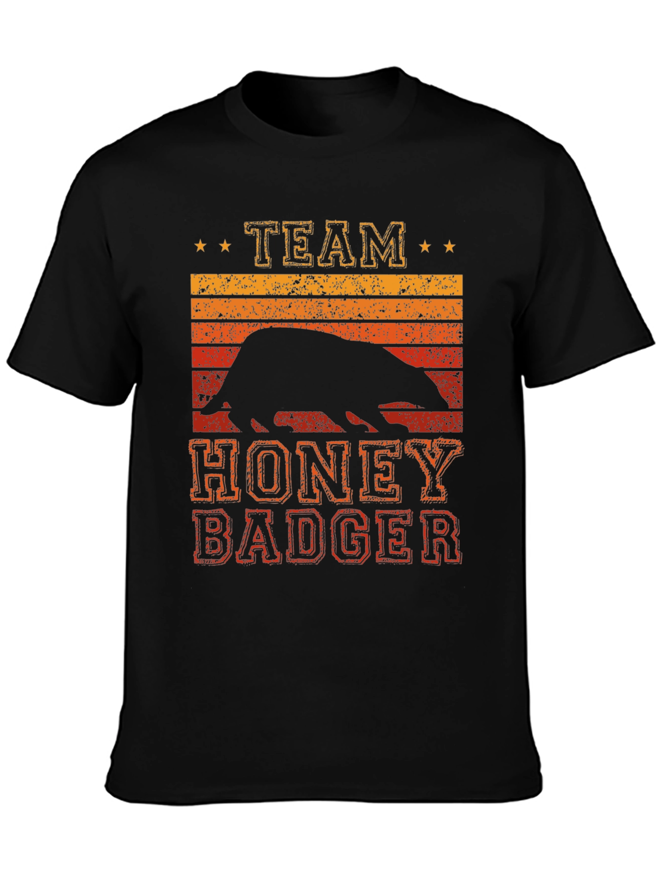 Black Team Honey Badger Retro Graphic Tee view 3