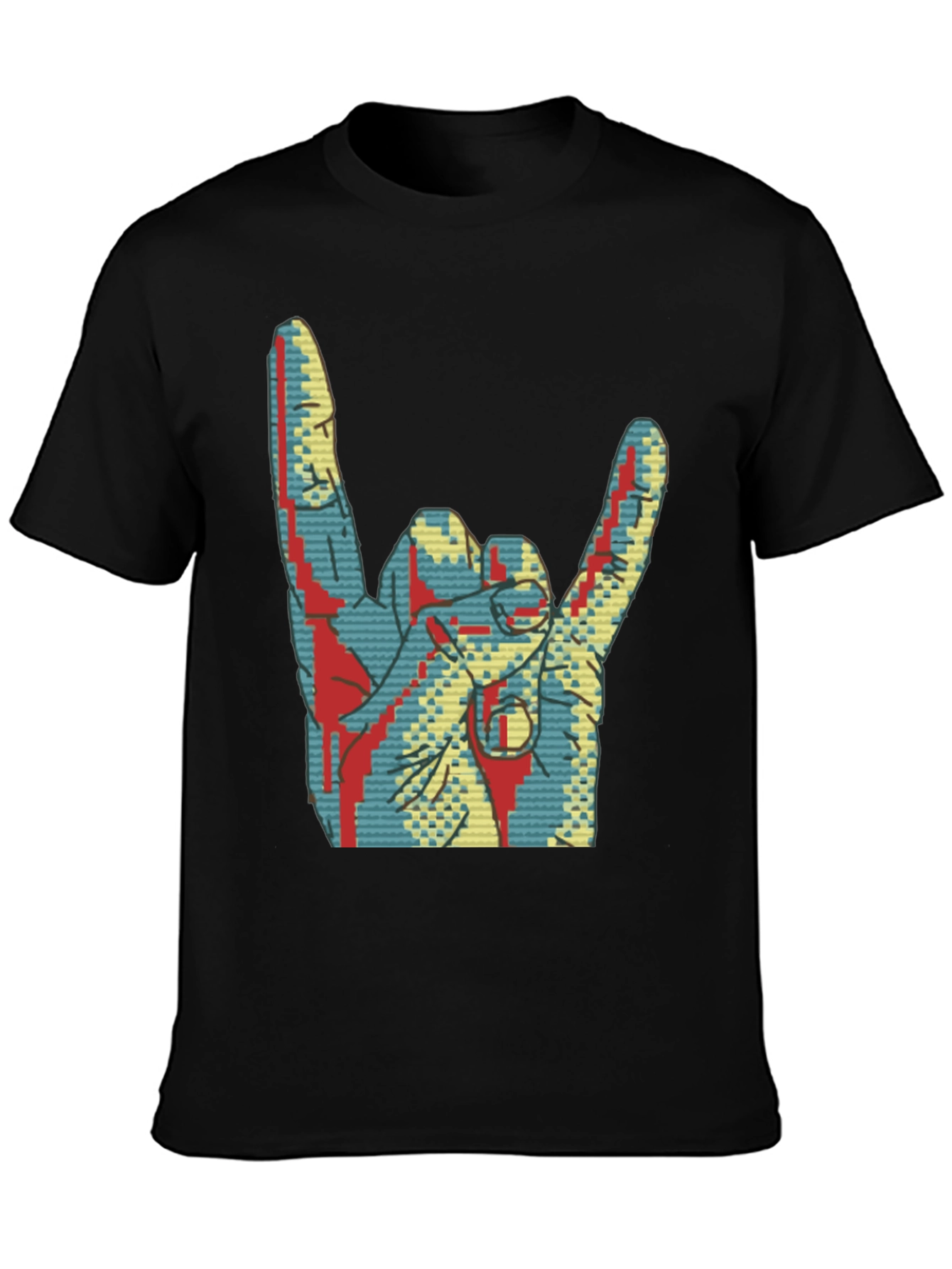 Black Rock On! Graphic Tee - Cool Hand Gesture Shirt view 3