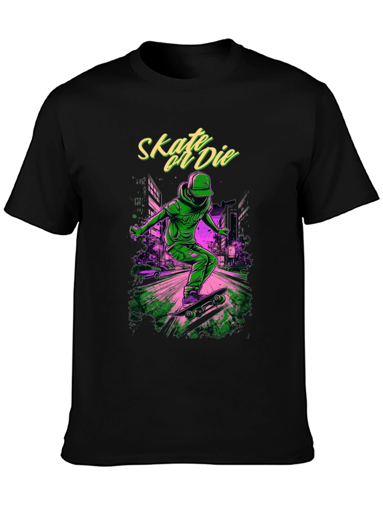 Skate or Die Graphic Tee - Black Cotton T-Shirt - 3