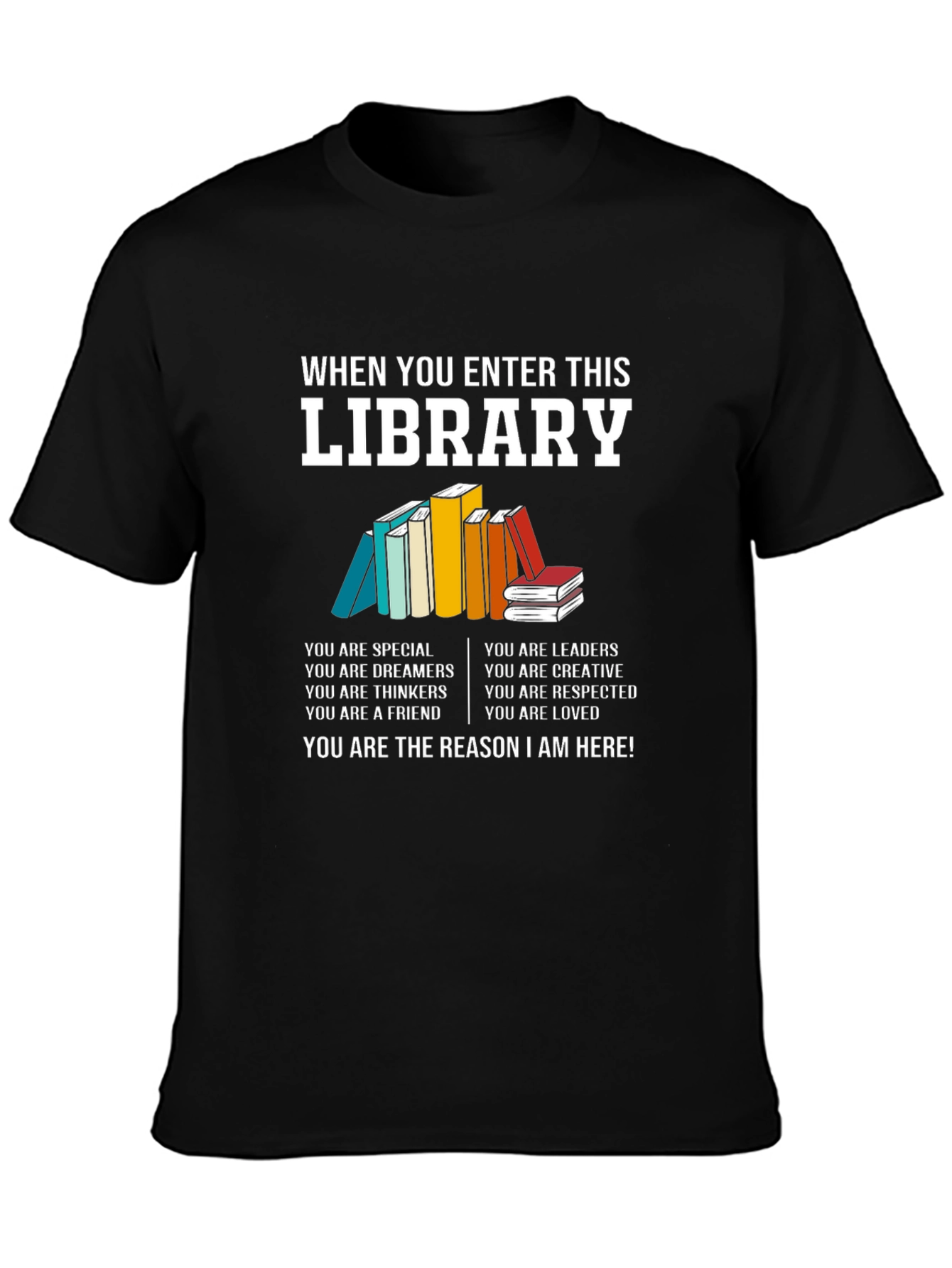 Black Library Lover T-Shirt - Bookworm Apparel view 3