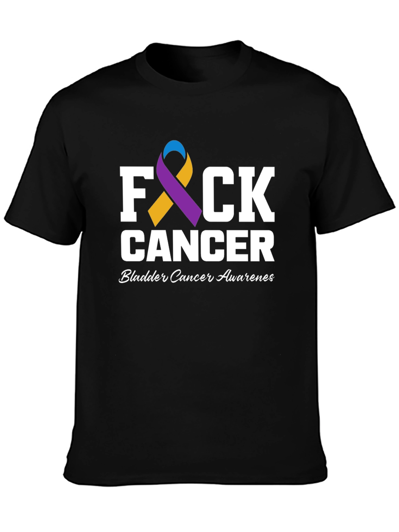 Black F Cancer Bladder Cancer Awareness T-Shirt view 3