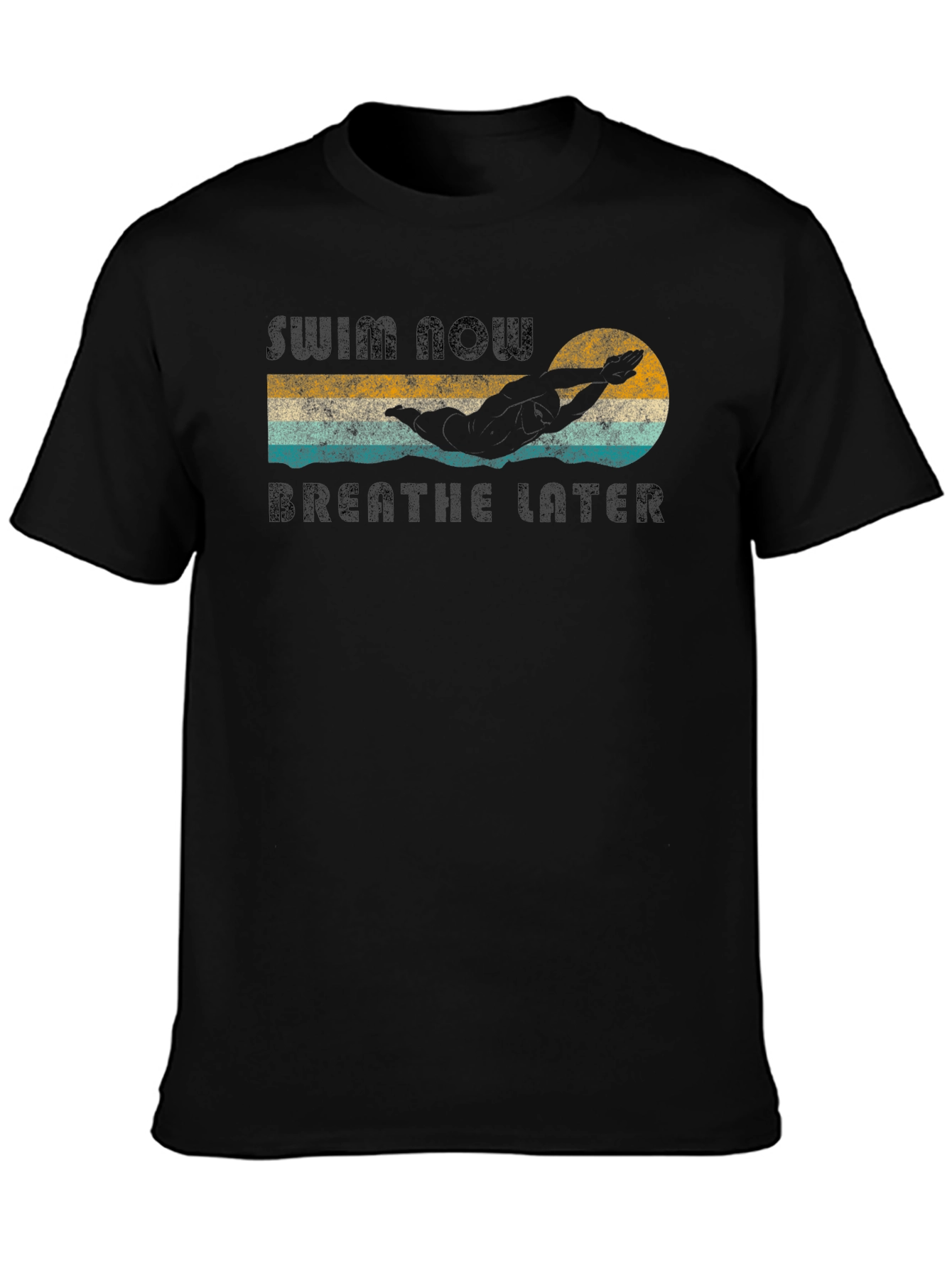 Black Swim Now Breathe Later Graphic Tee view 3
