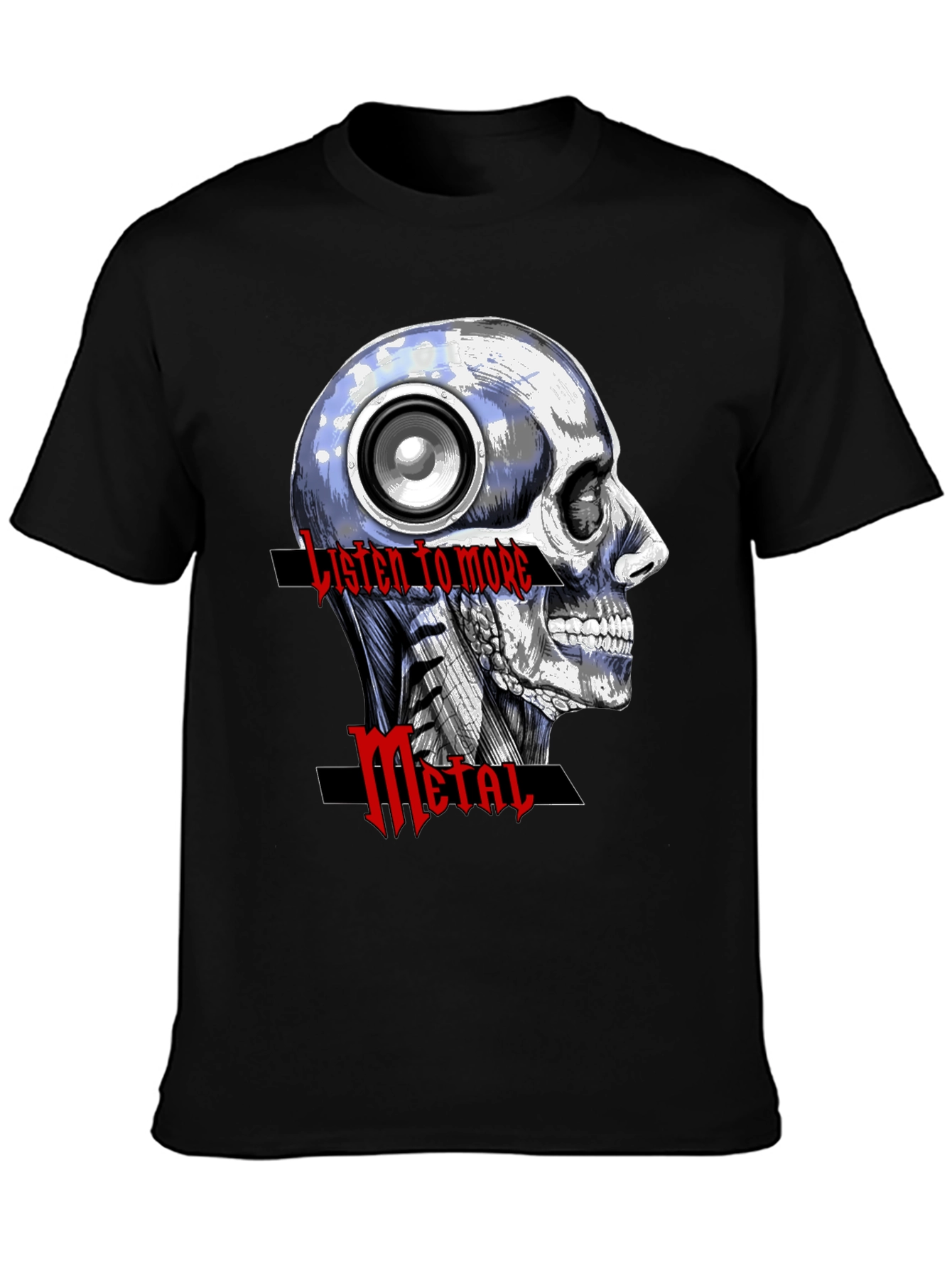 Black Listen to More Metal Graphic T-Shirt view 3