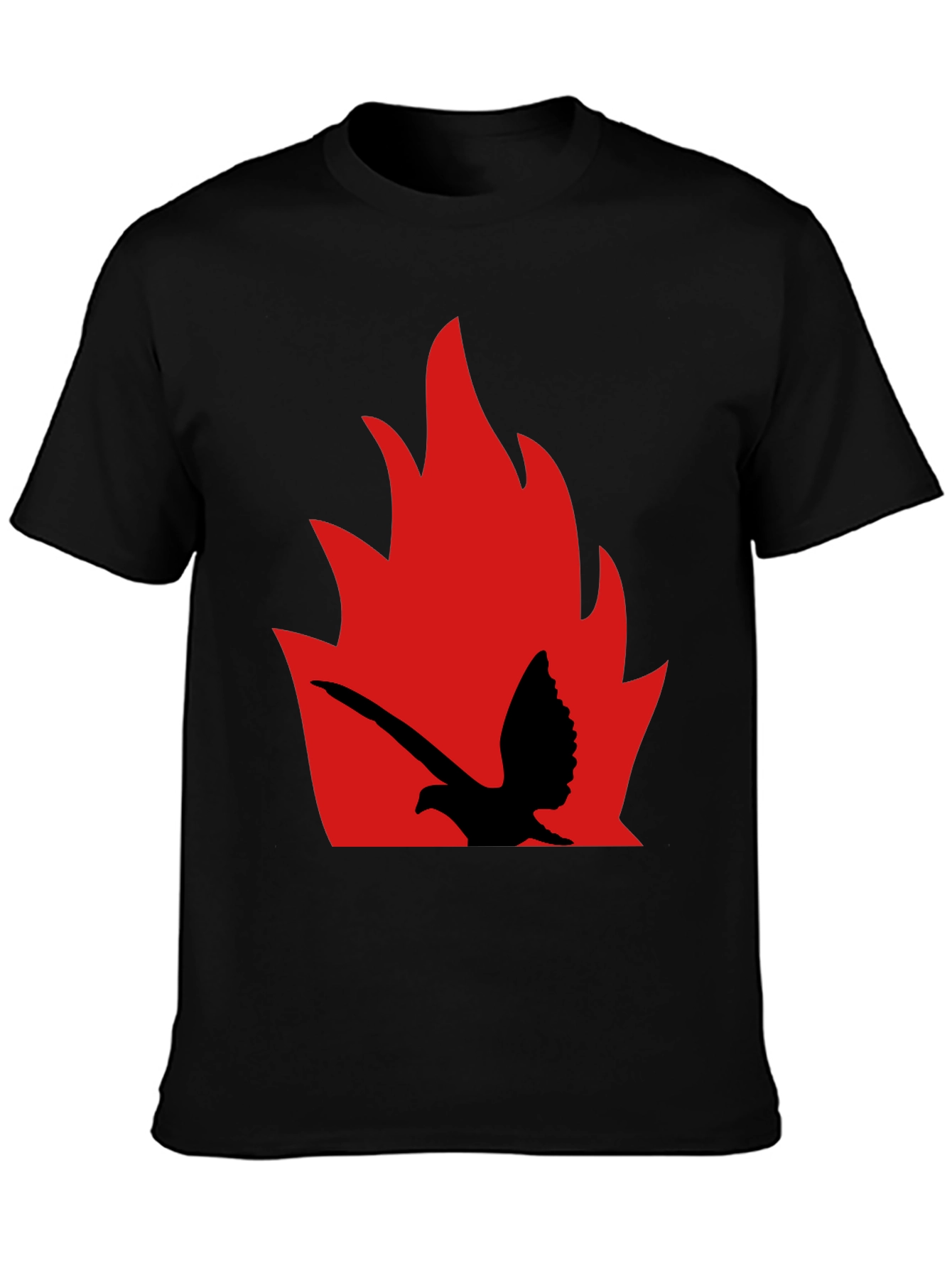 Black Fiery Bird Graphic Tee - Bold Black Shirt view 3