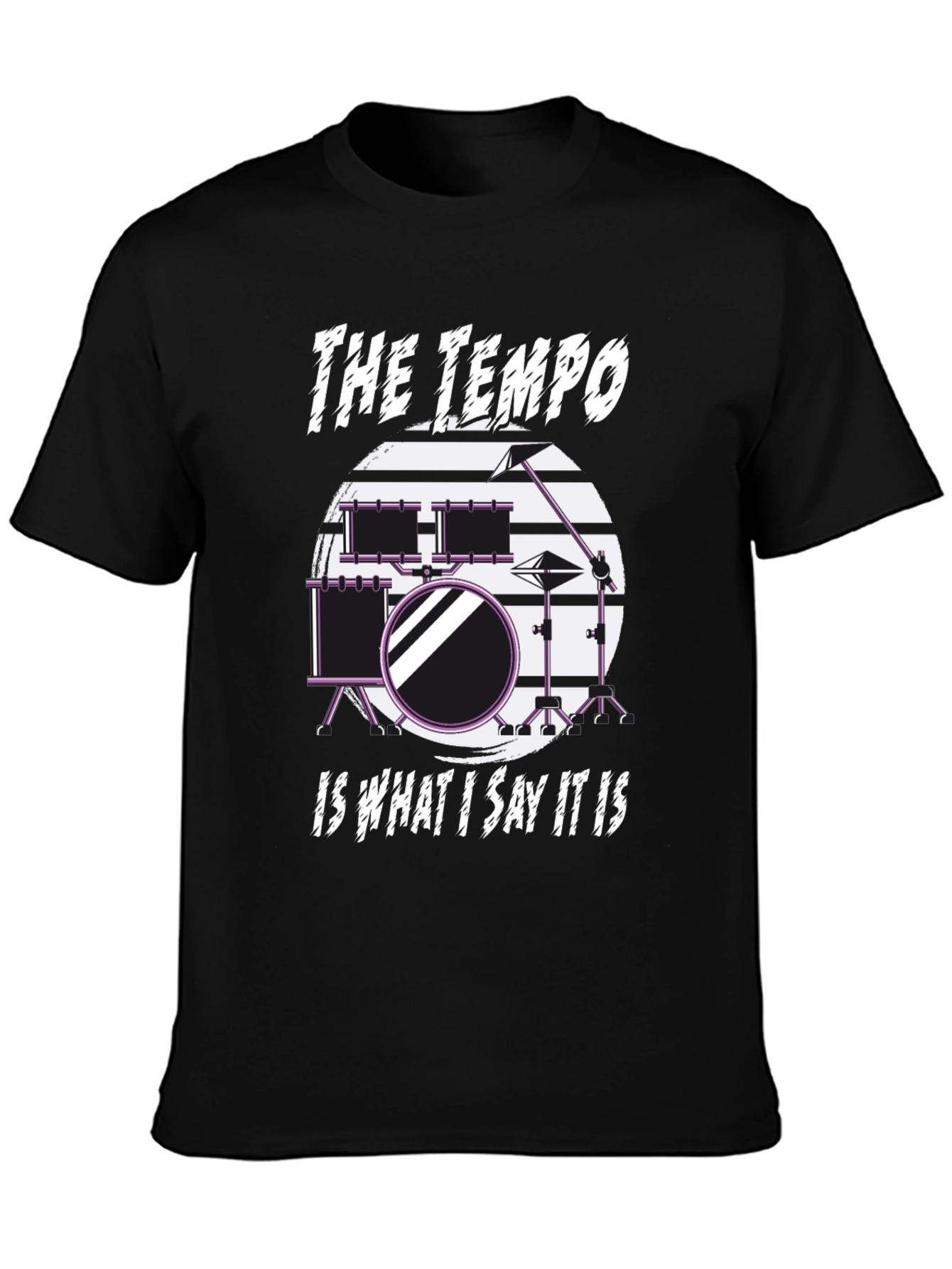 Black The Tempo Drummer T-Shirt - Music Lover Tee view 3