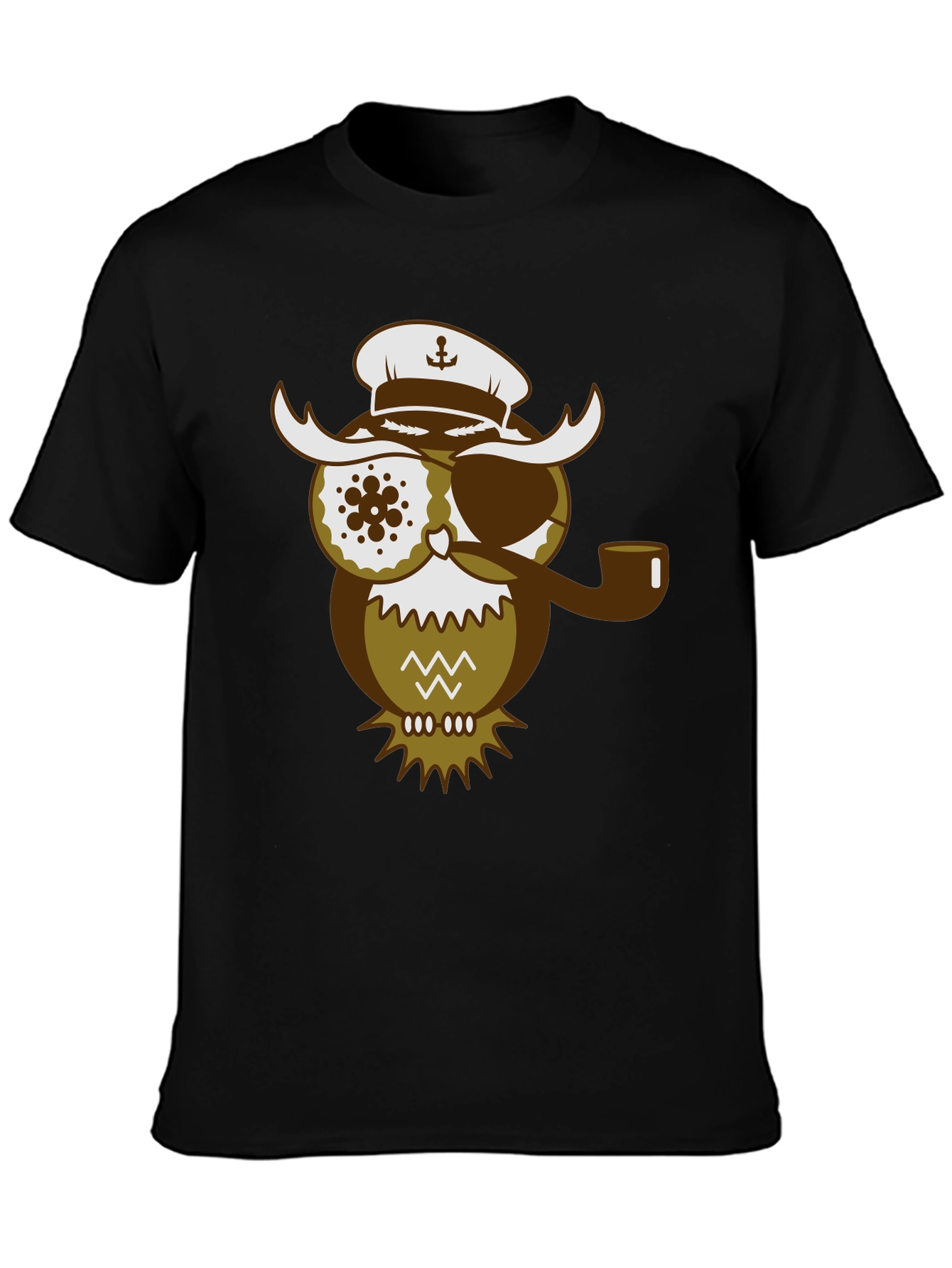 Black Pirate Owl Graphic T-Shirt - Unique Design Tee view 3