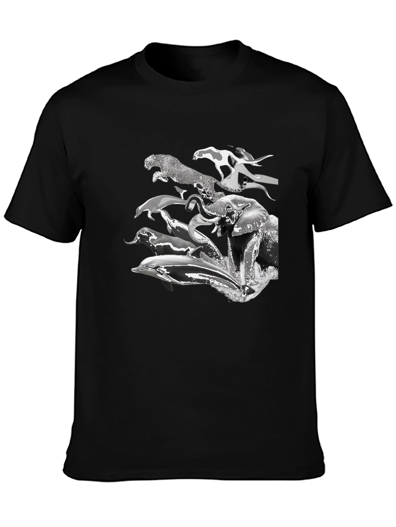 Black Animal Print Tee - Black view 3