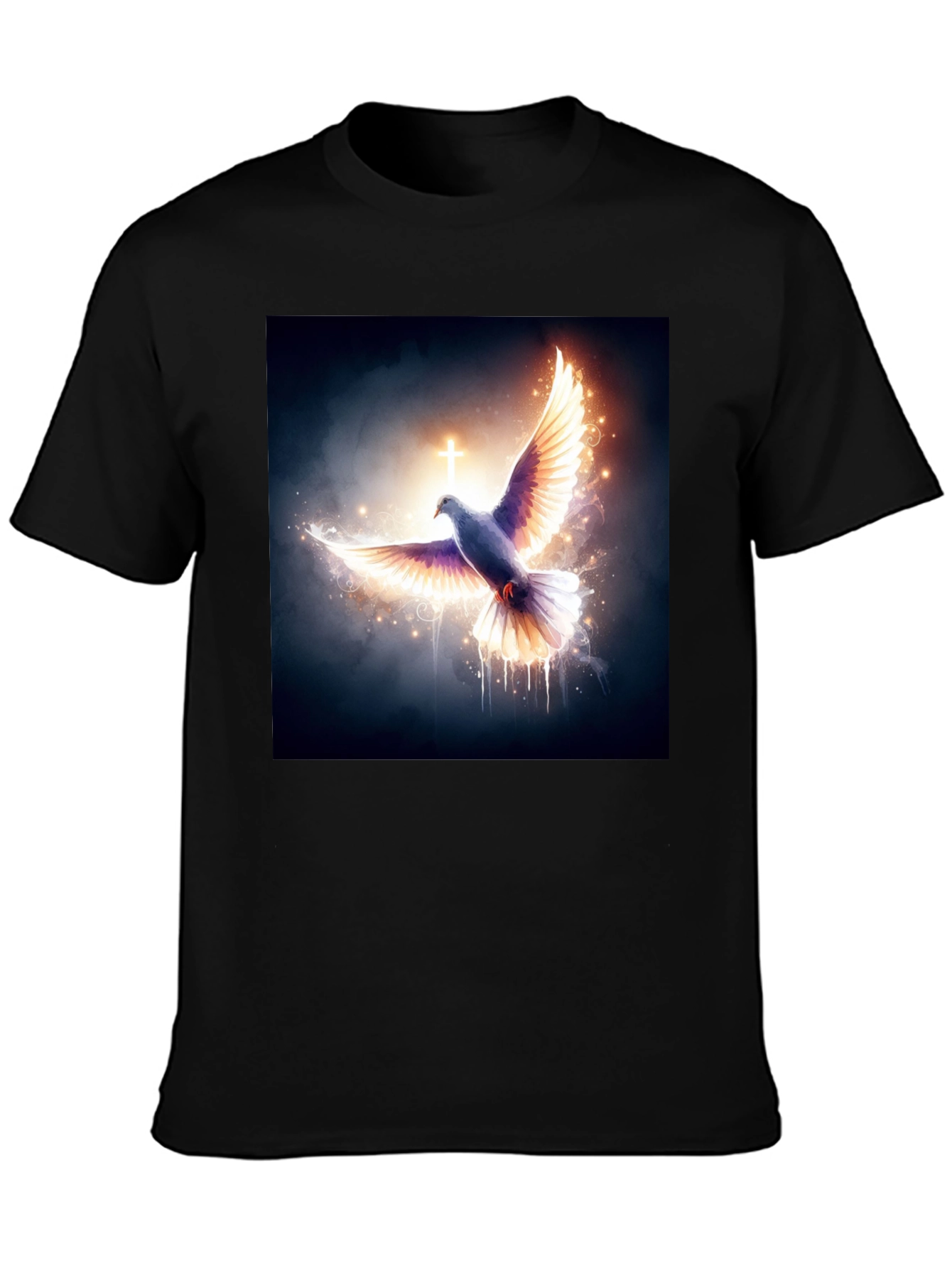 Dove & Cross Graphic Black T-Shirt - 3