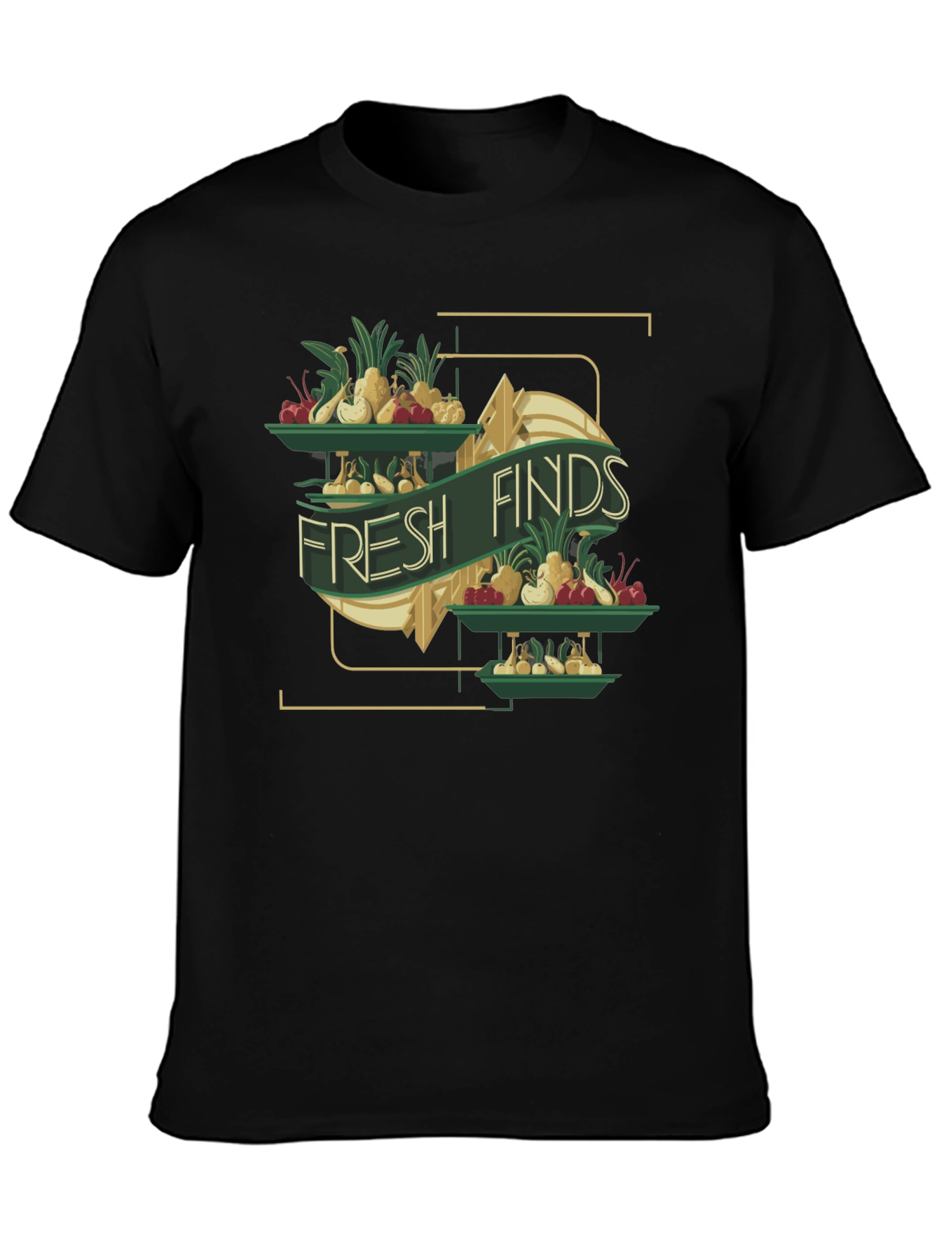 Black Fresh Finds Graphic Tee - Black Cotton T-Shirt view 3