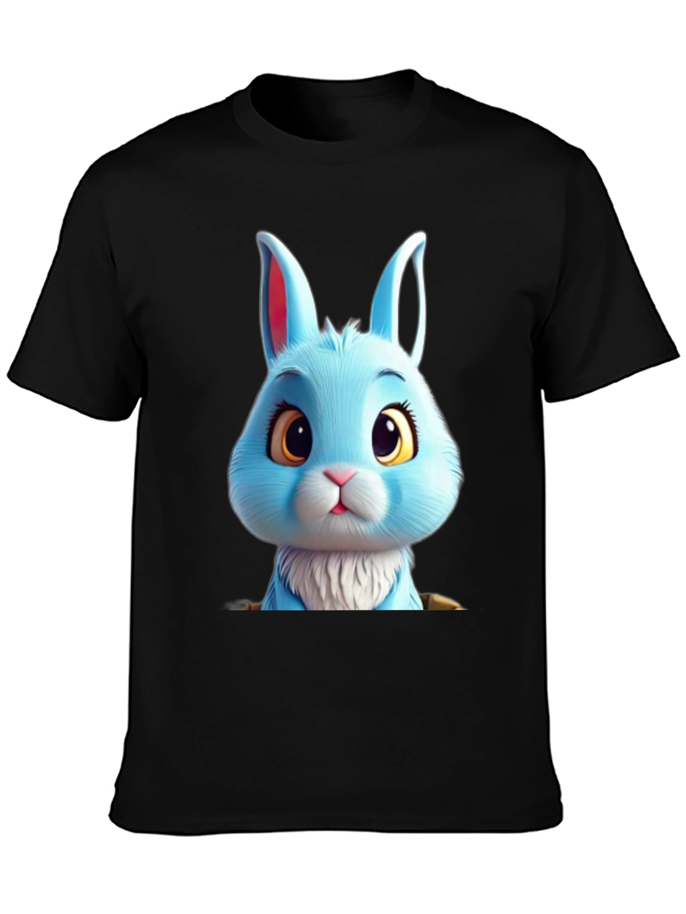 Black Cute Blue Bunny Graphic Tee - Soft & Stylish view 3