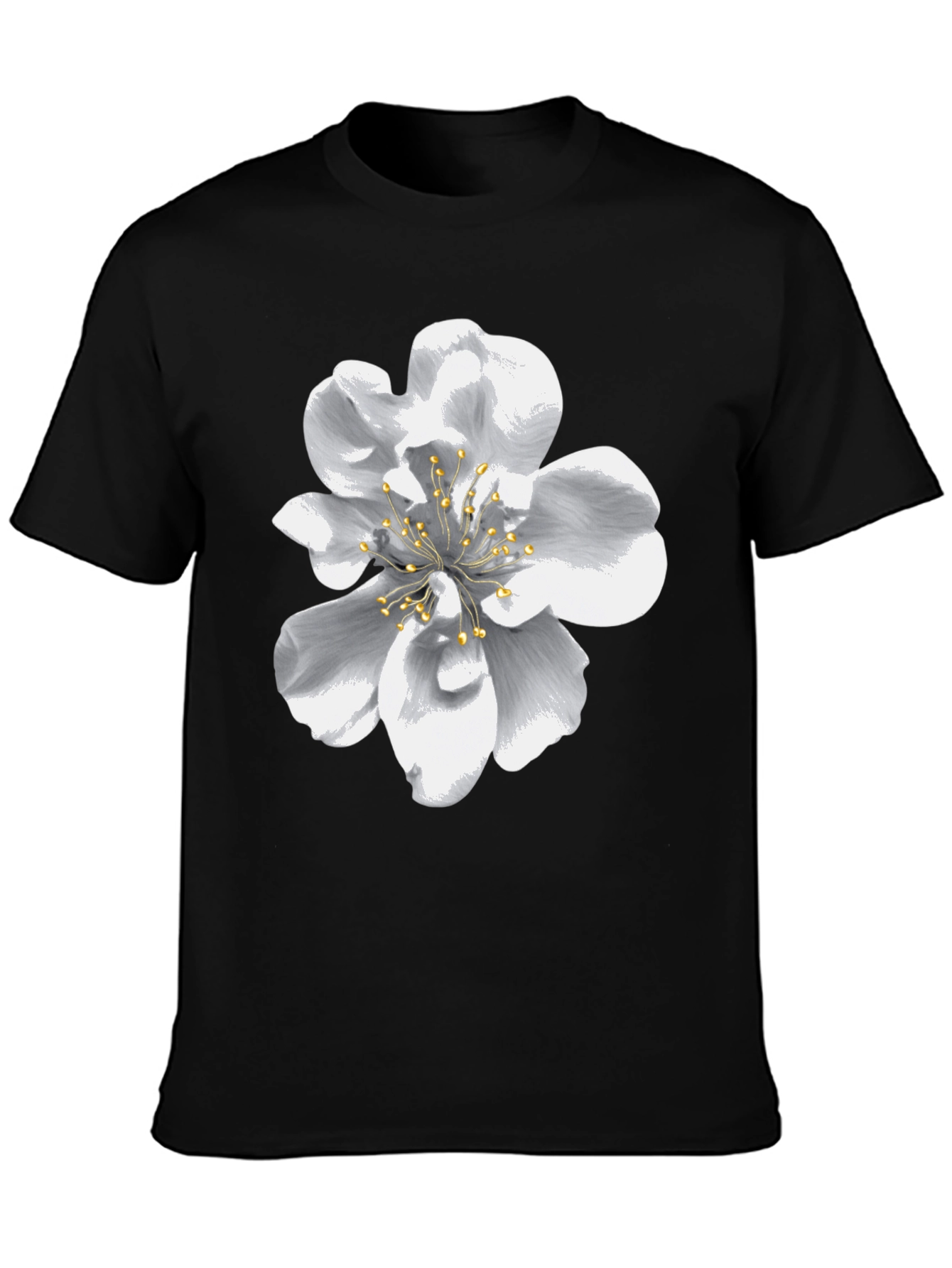 Black Black T-Shirt with Floral Design view 3