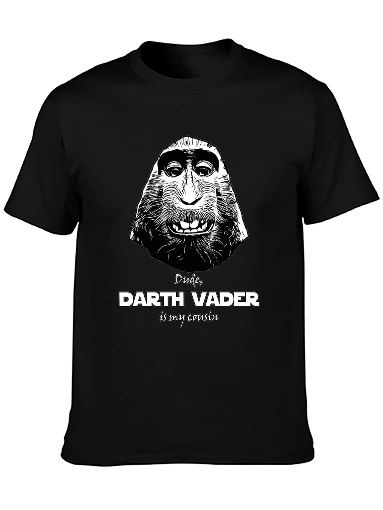 Black Dude, Darth Vader Cousin Graphic T-Shirt view 3