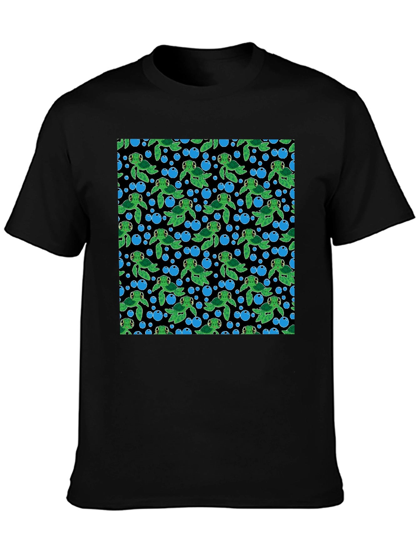Black Turtle Bubbles Black T-Shirt view 3